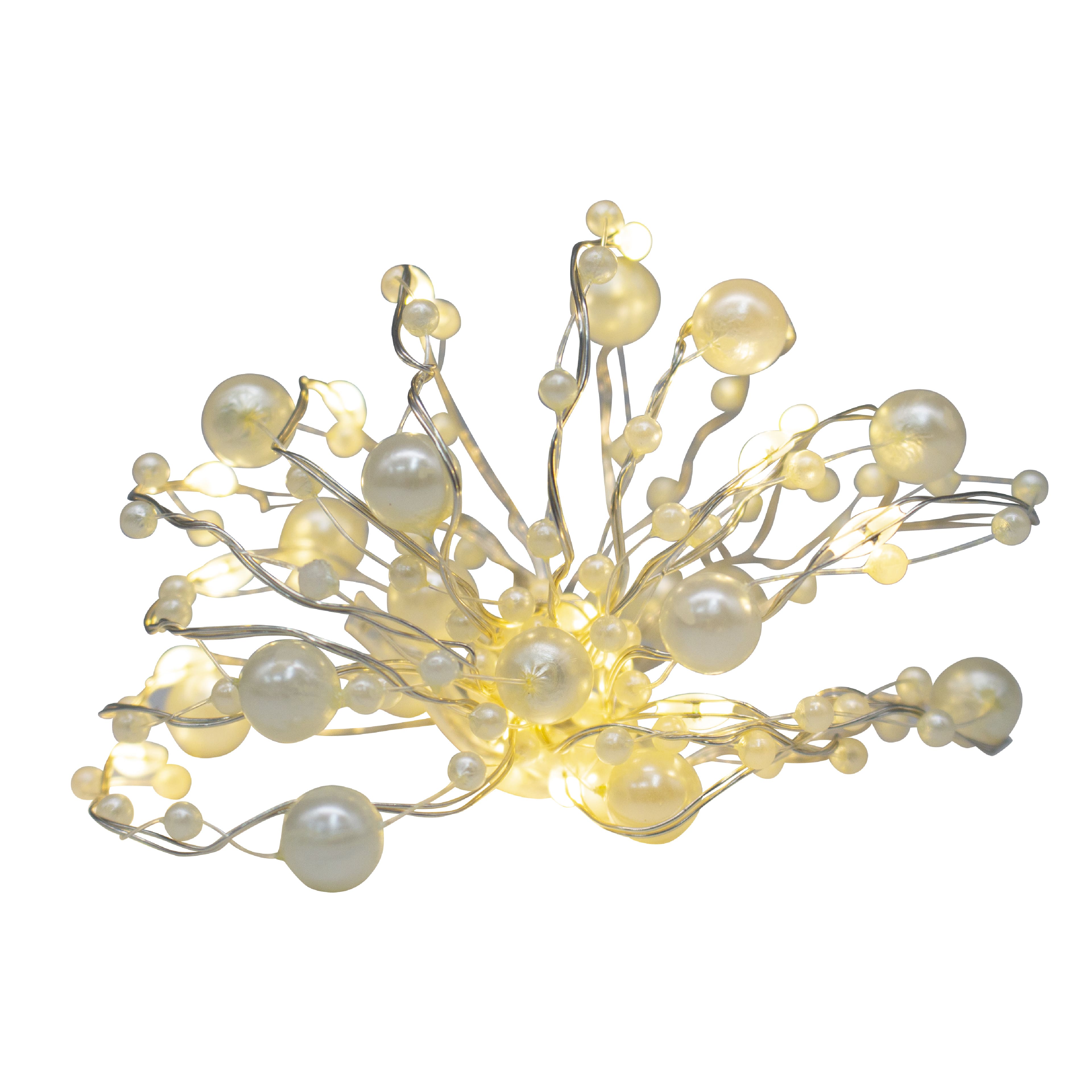15ct. Warm White LED White Pearl Garland String Lights on Silver Wire by Ashland®