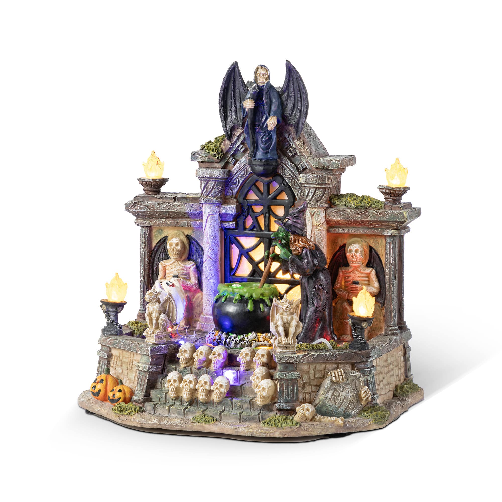 Glitzhome&#xAE; 9.75&#x22;H Lighted Resin Halloween Haunted House Village