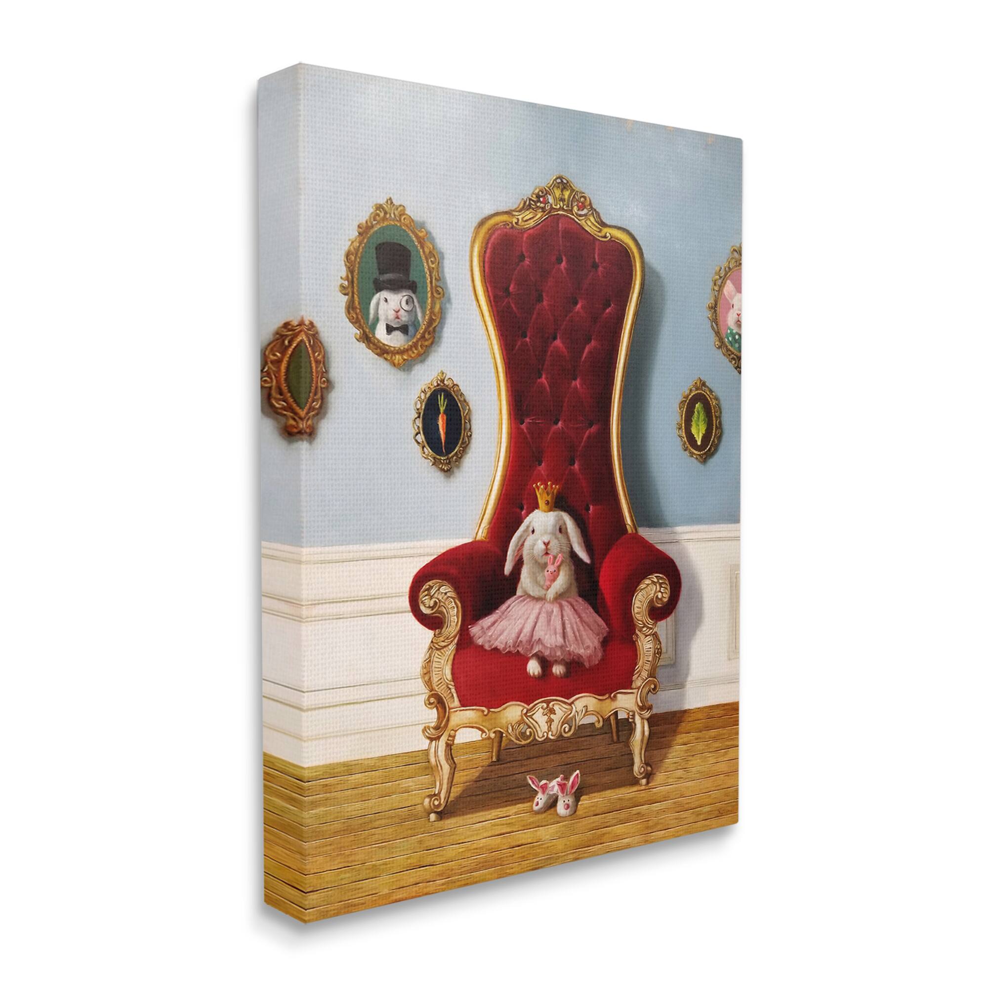 Stupell Industries Princess Rabbit Royal Heir Red Throne Funny Animal Canvas Wall Art
