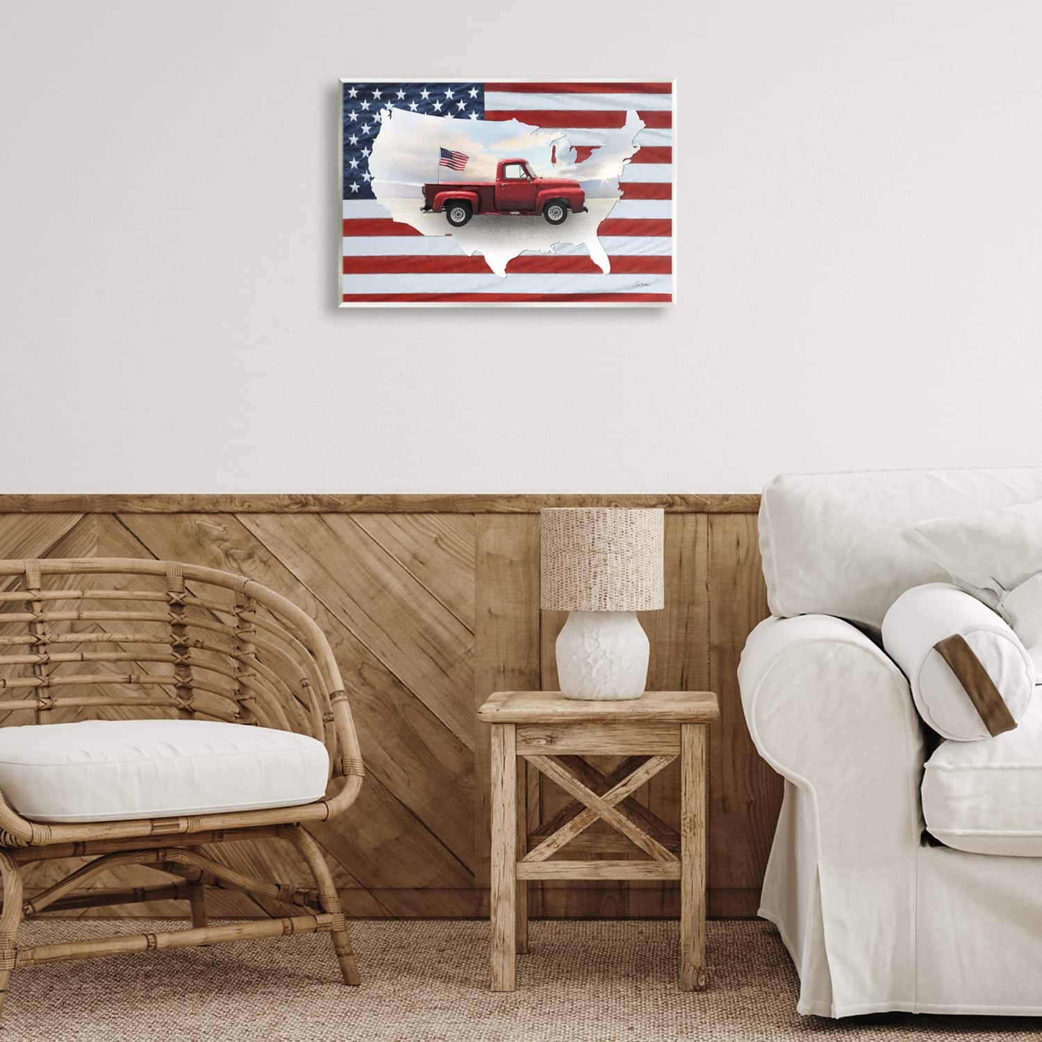 Stupell Industries Farmhouse American Flag Wall Plaque Art