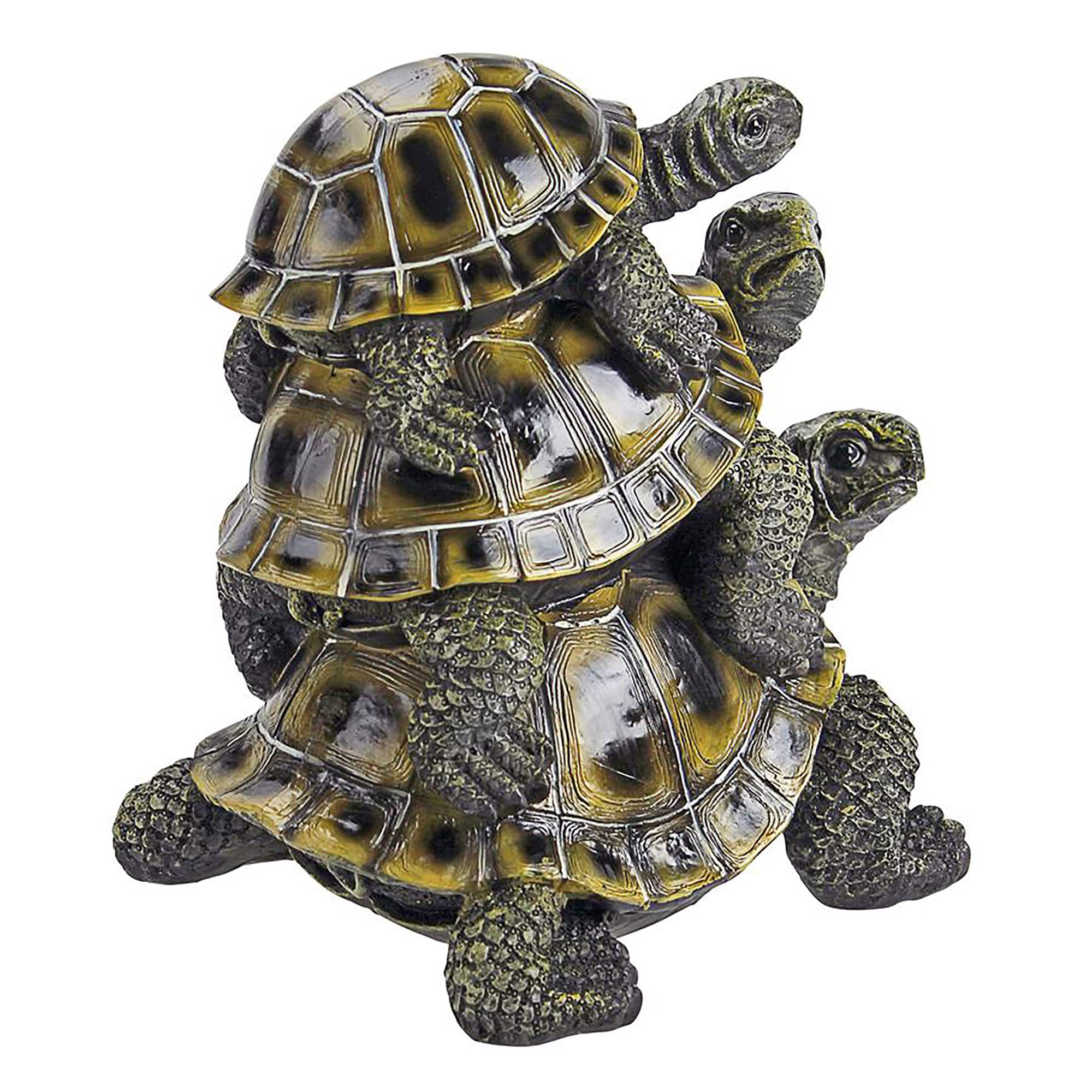 Design Toscano 9.5&#x22; Three&#x27;s a Crowd Stacked Turtle Statue