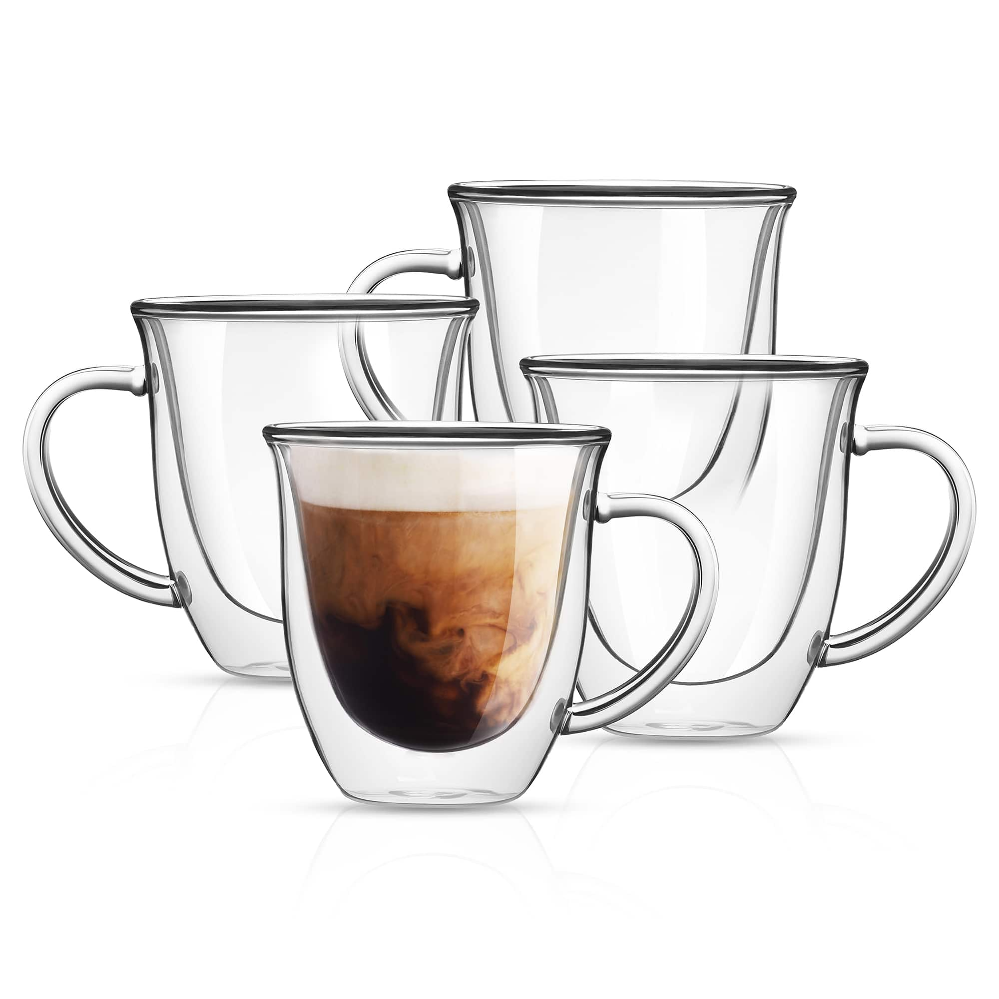 JoyJolt Double Wall Glass Coffee Mugs - 13.5oz Double