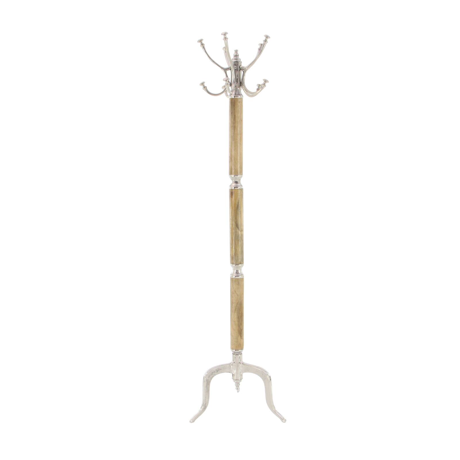 Silver Mango Wood Traditional Coat Rack, 72" x 19" x 19"