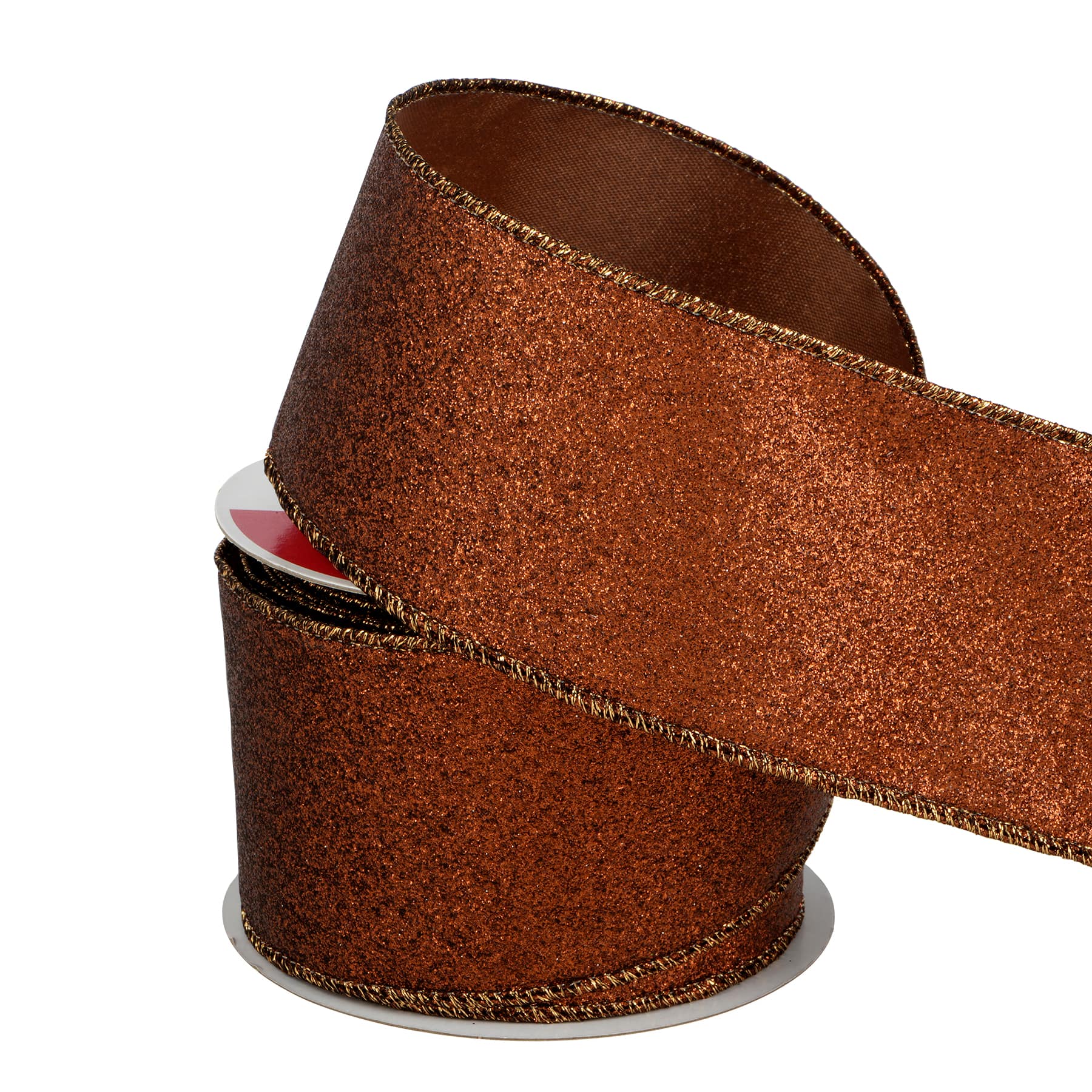 2.5&#x22; x 30ft. Brown Wired Glitter Ribbon by Celebrate It&#xAE;