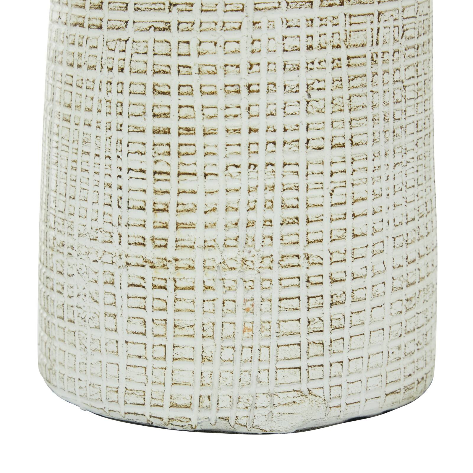 17&#x22; White Terracotta Coastal Vase