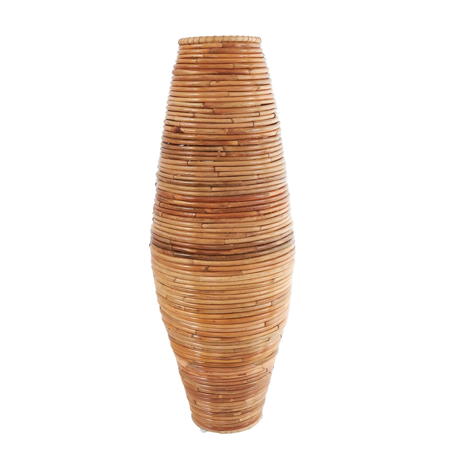 37&#x22; Brown Rattan Handmade Tall Wrapped Vase