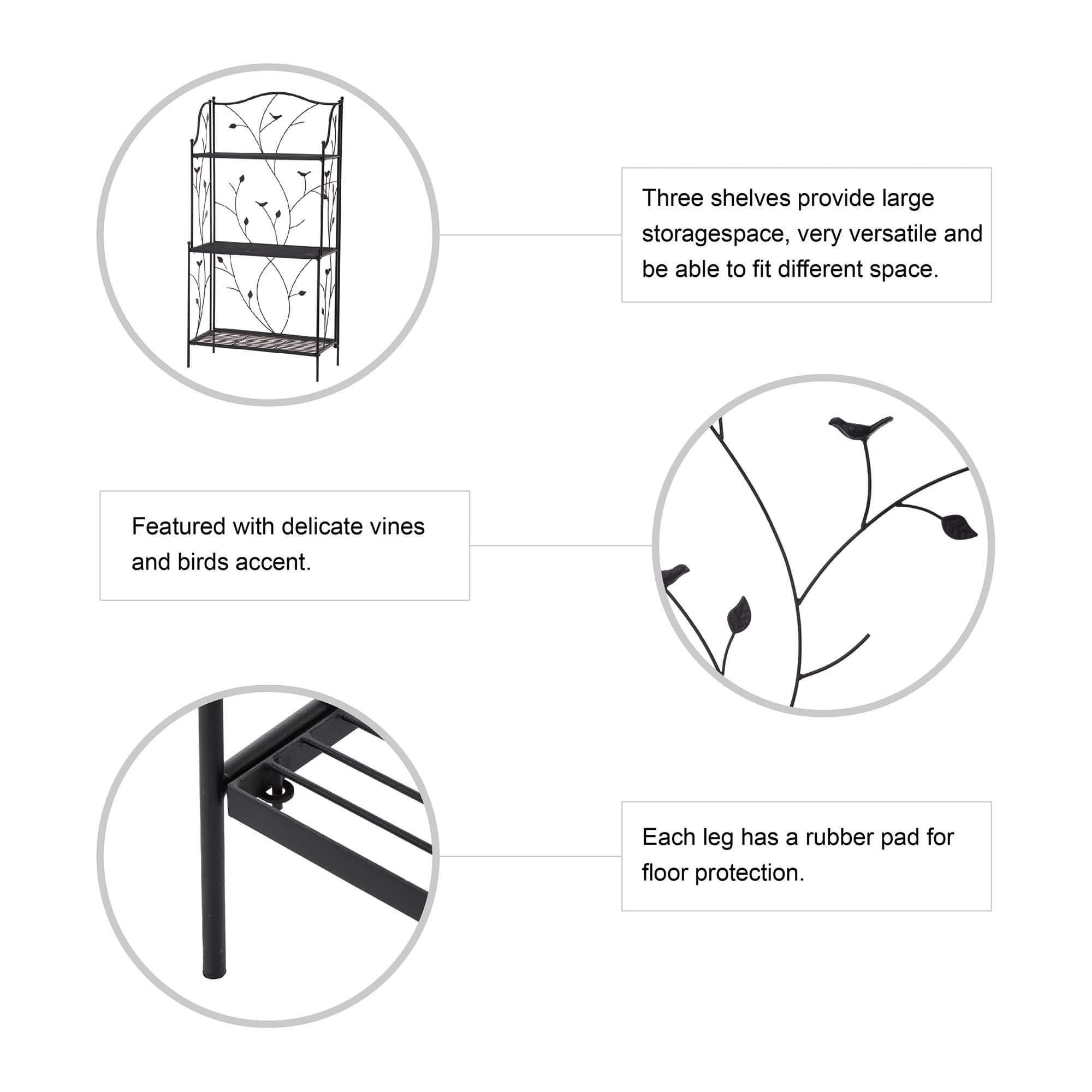Glitzhome® 3-Tier Black Metal Plant Stand
