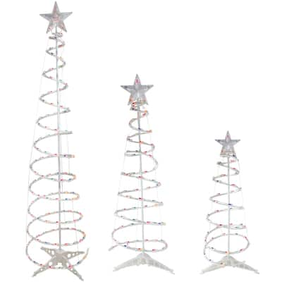 3ct. Lighted Spiral Christmas Tree Set, Multicolor Lights | Michaels