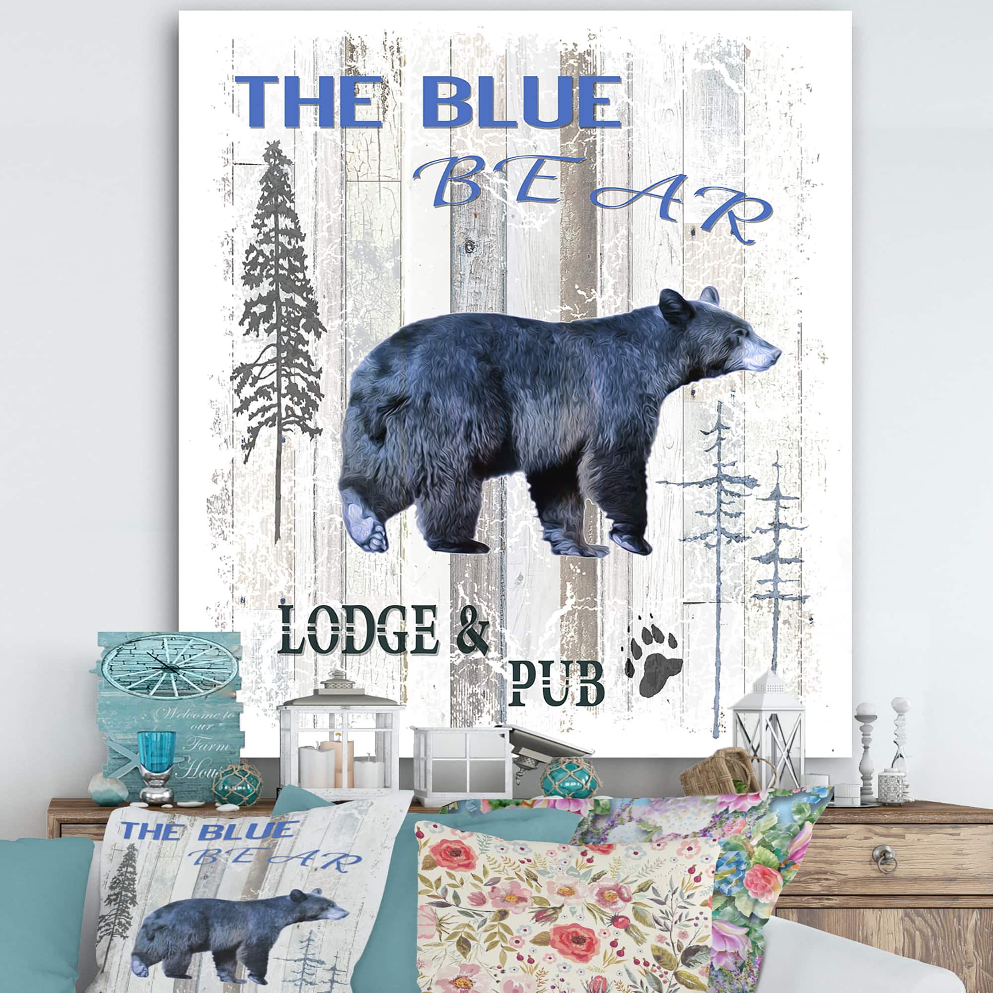 Designart - The Blue Bear - Cottage Premium Canvas Wall Art