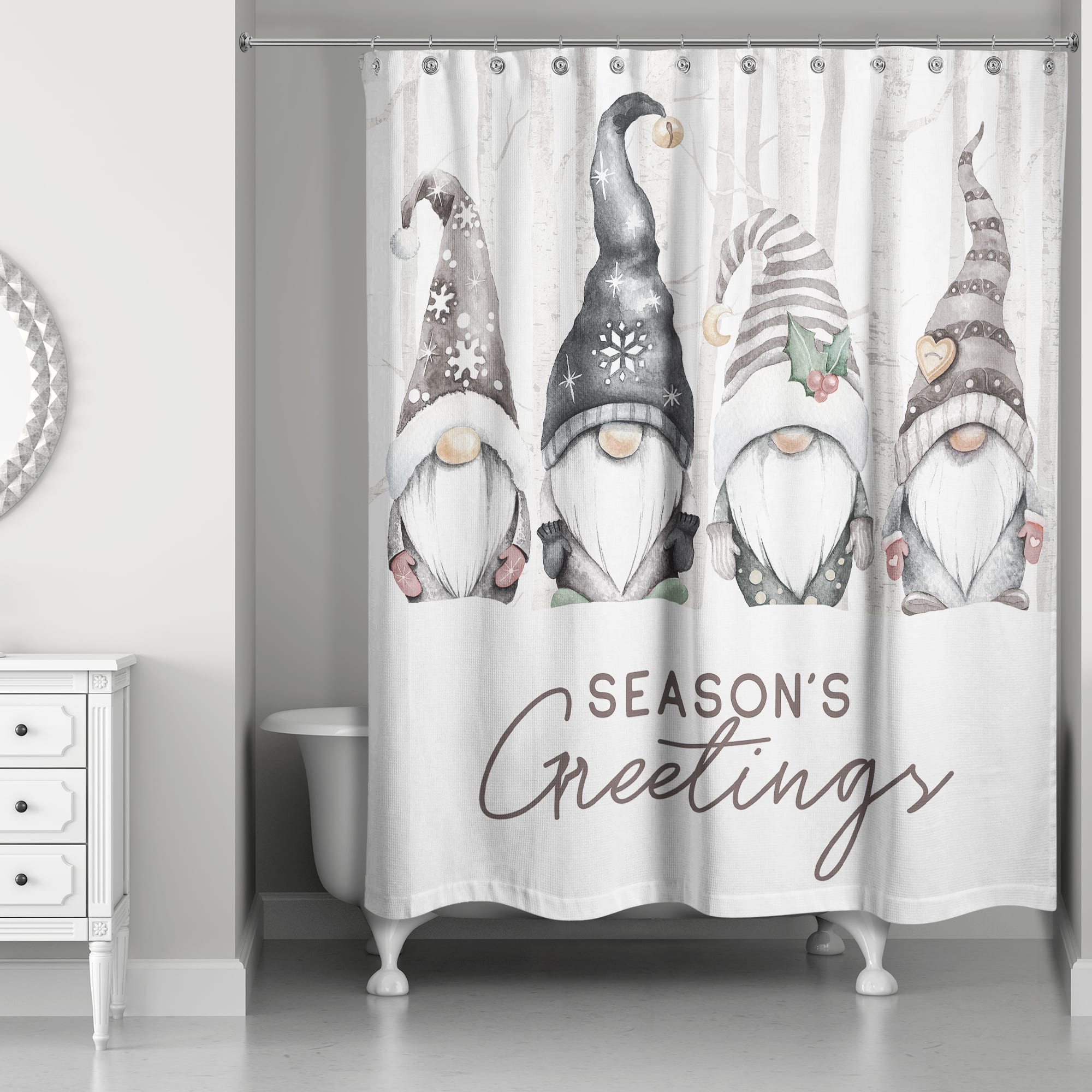 Seasons Greetings Gnomes Shower Curtain