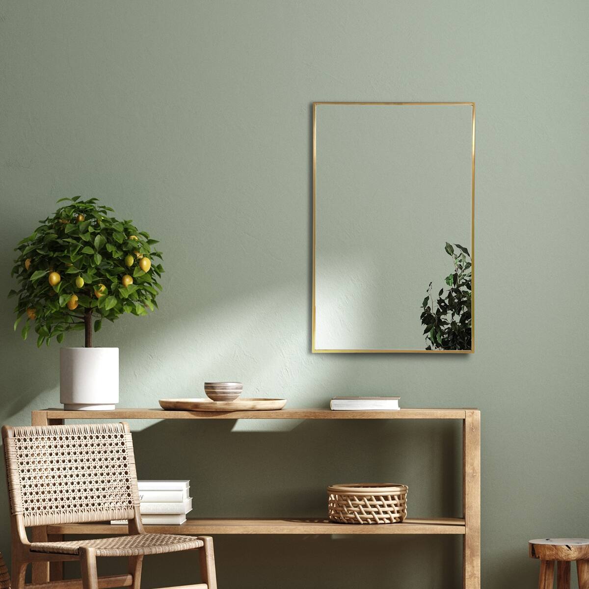 Head West Brassy Gold Spectrum Metal Rectangular Bathroom Vanity Mirror