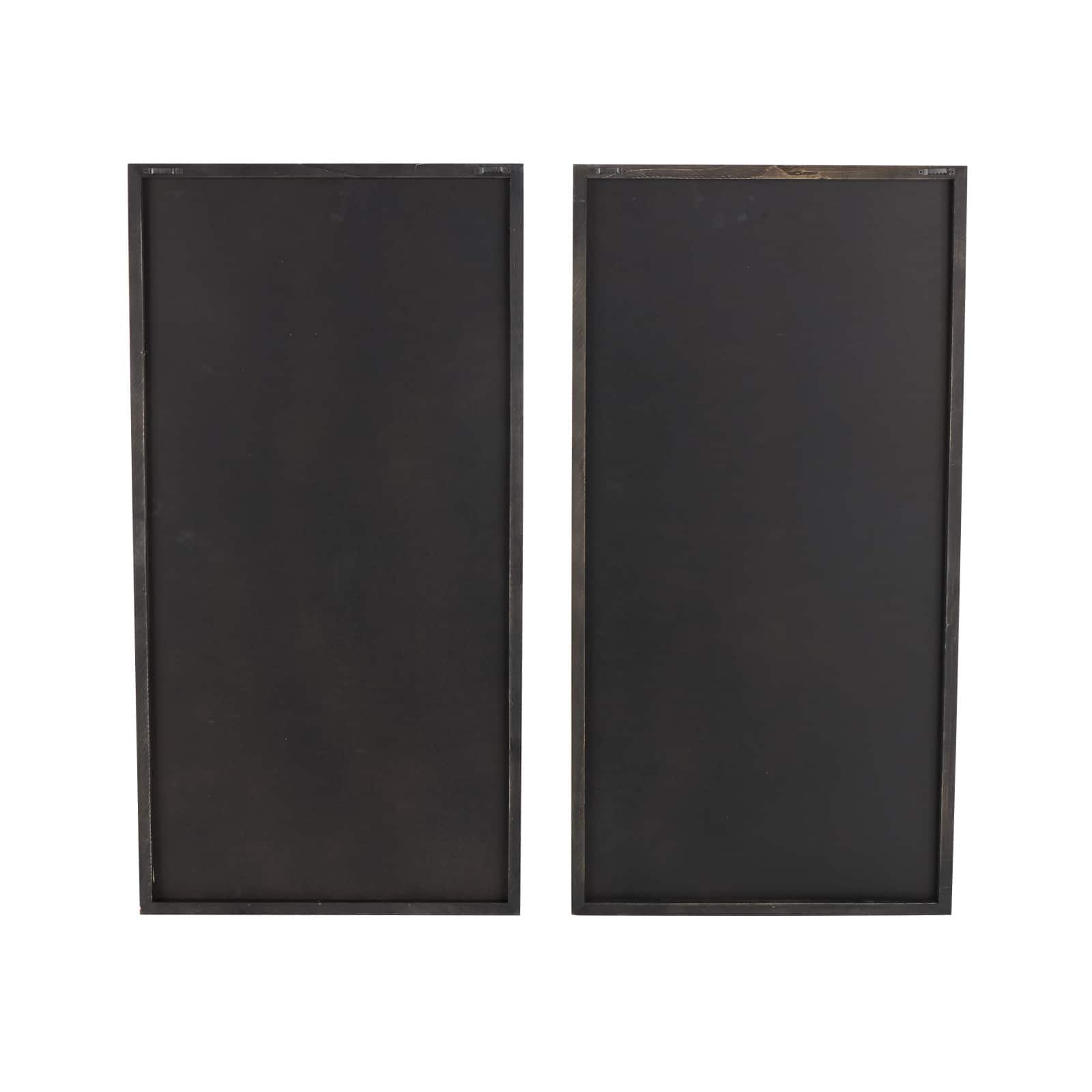 32" x 17" White Wood Geometric Home Wall Décor Set with Black Frame