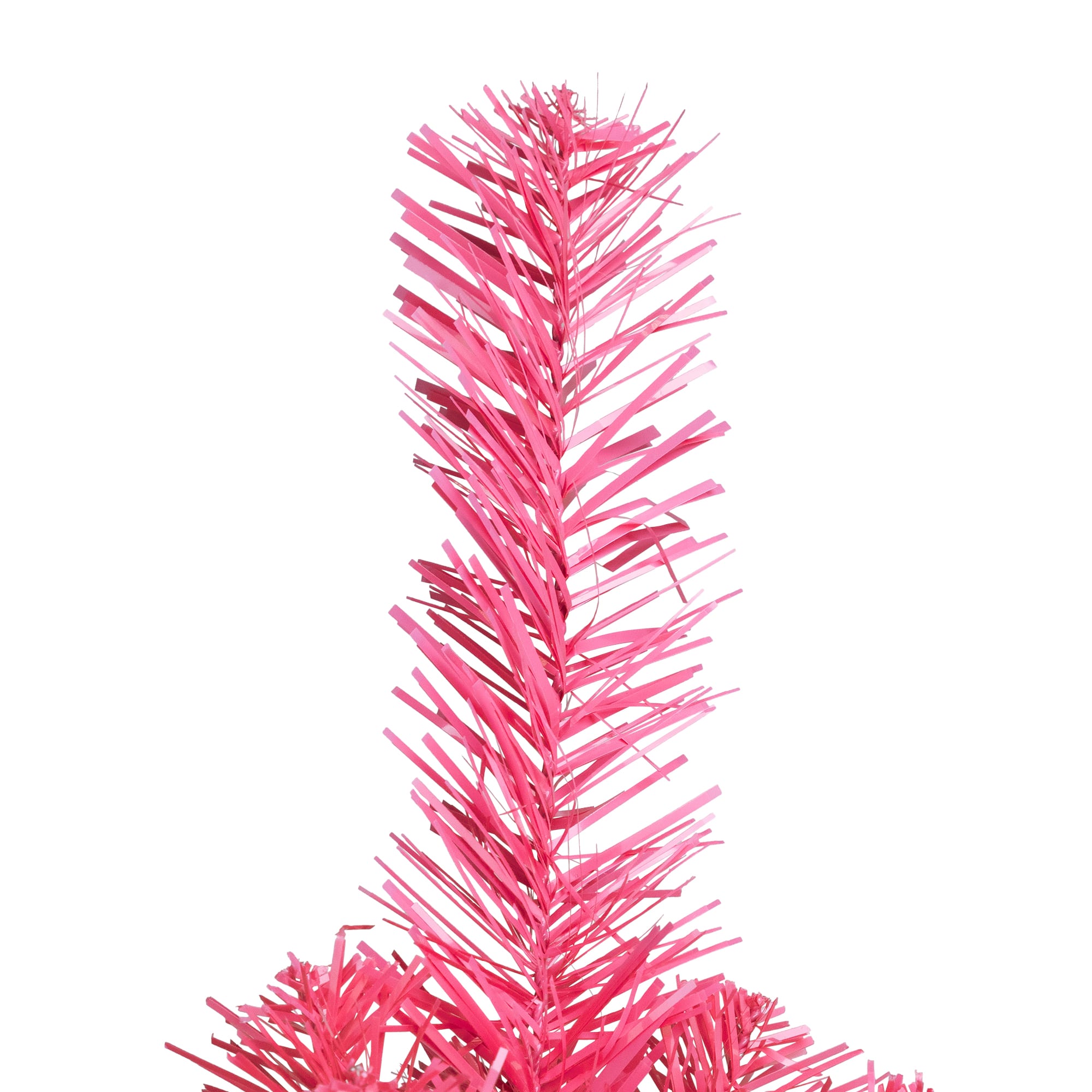 Artificial Tinsel Christmas Tree - 7&#x27; - Pink - Unlit