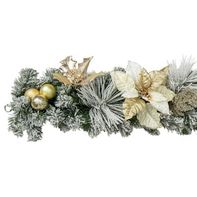 6ft. Poinsettia & Ornament Flocked Garland by Ashland® | Garlands ...