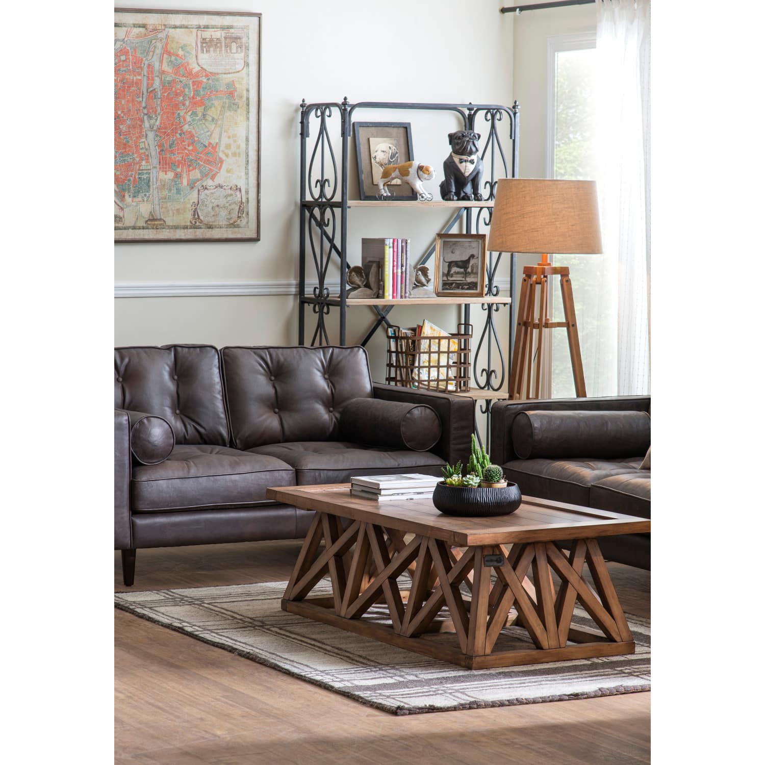 Hello Honey® 5ft. Mid-Century Modern Wood Floor Lamp with Burlap Drum Shade