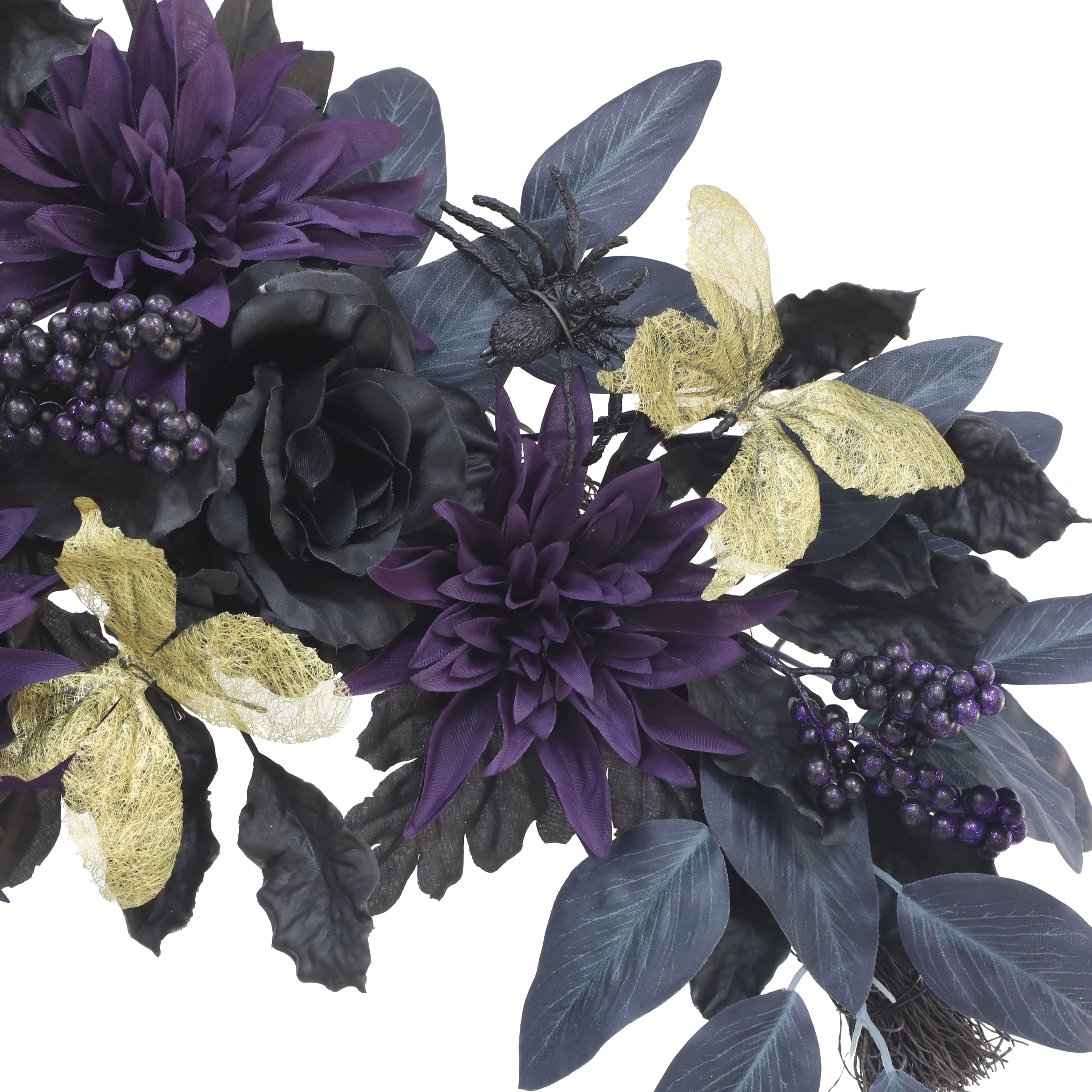 24&#x22; Dahlia, Rose &#x26; Butterfly Half Wreath by Ashland&#xAE;