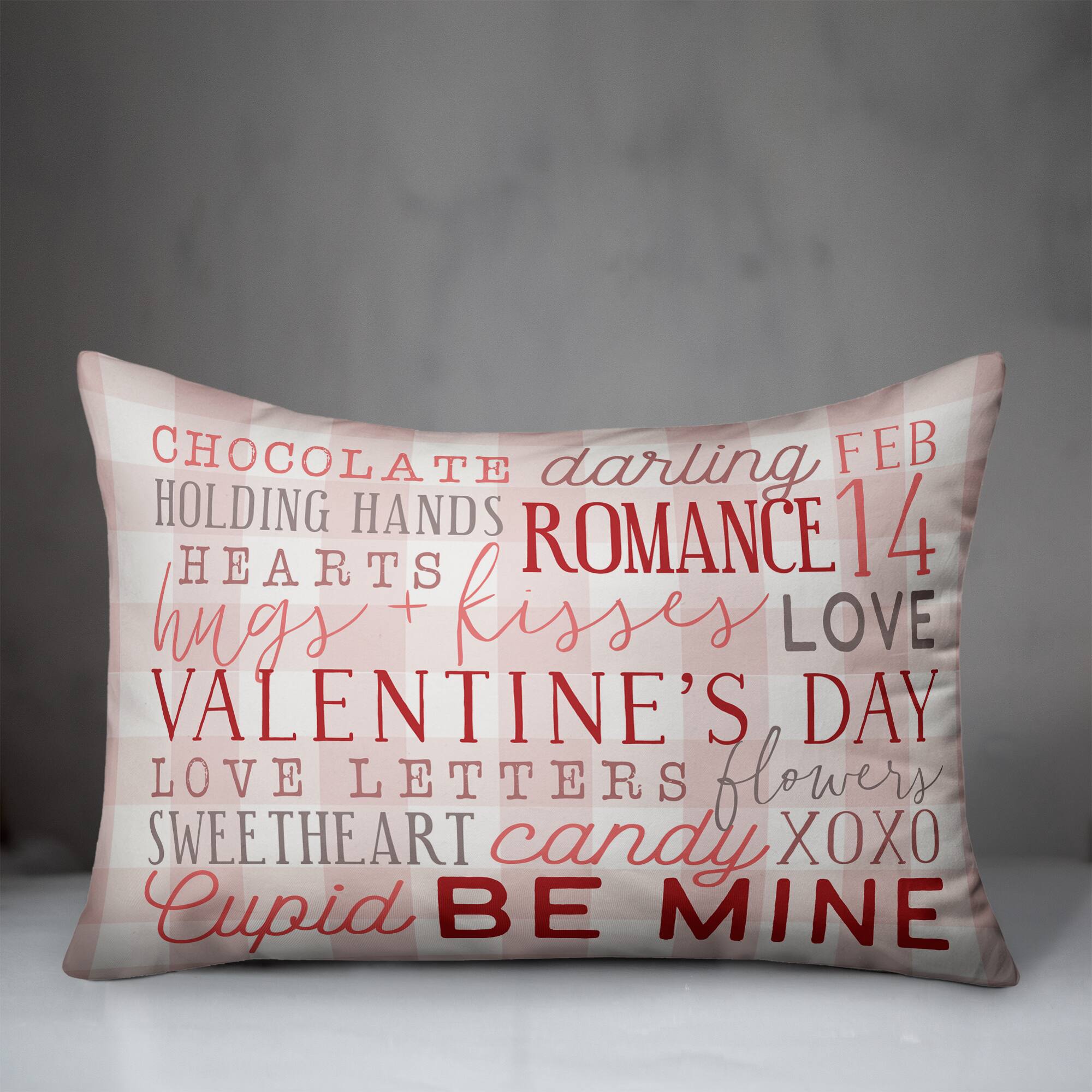 Valentine's Day Words Rectangle Throw Pillow