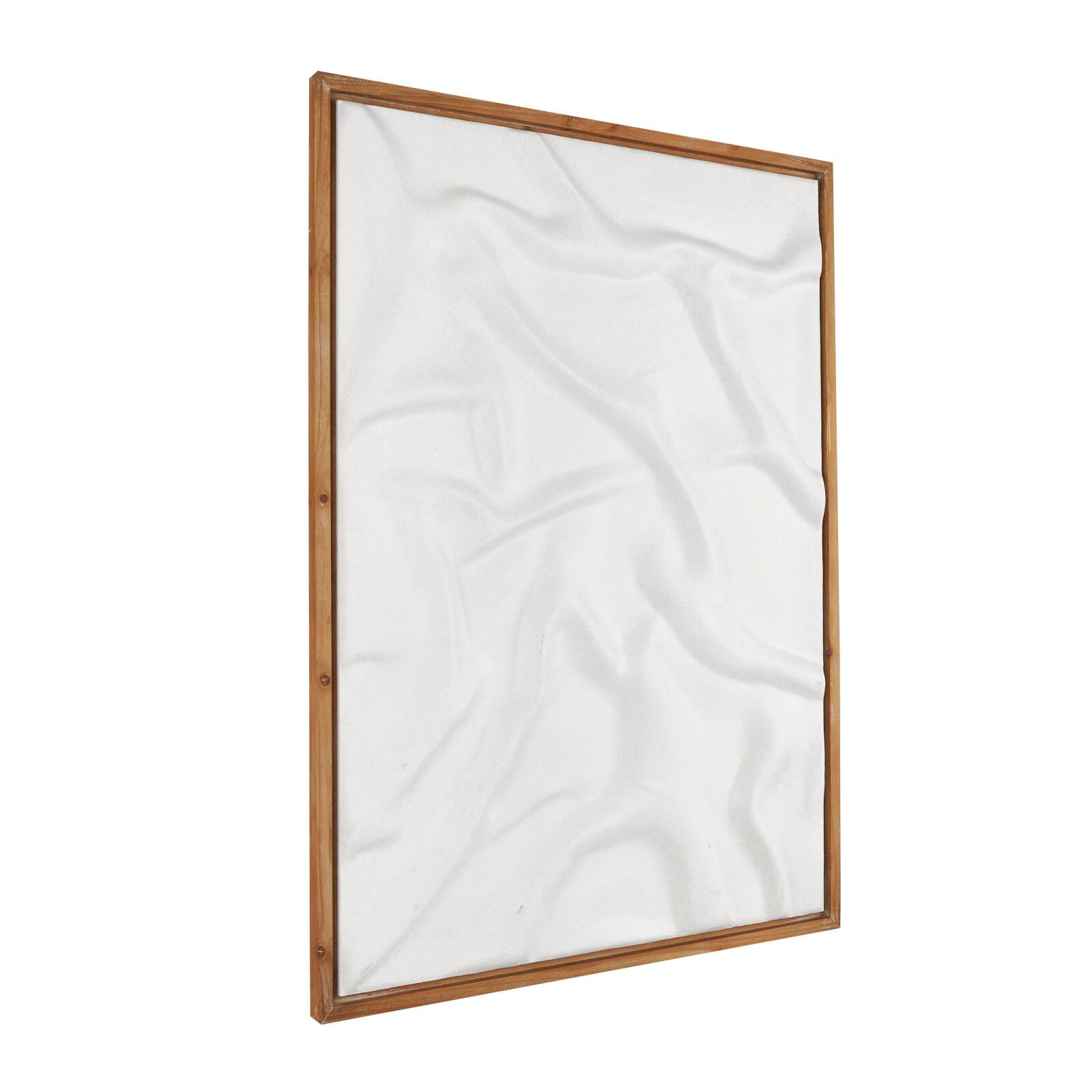 White Abstract Dimensional Wall Art in Brown Frame