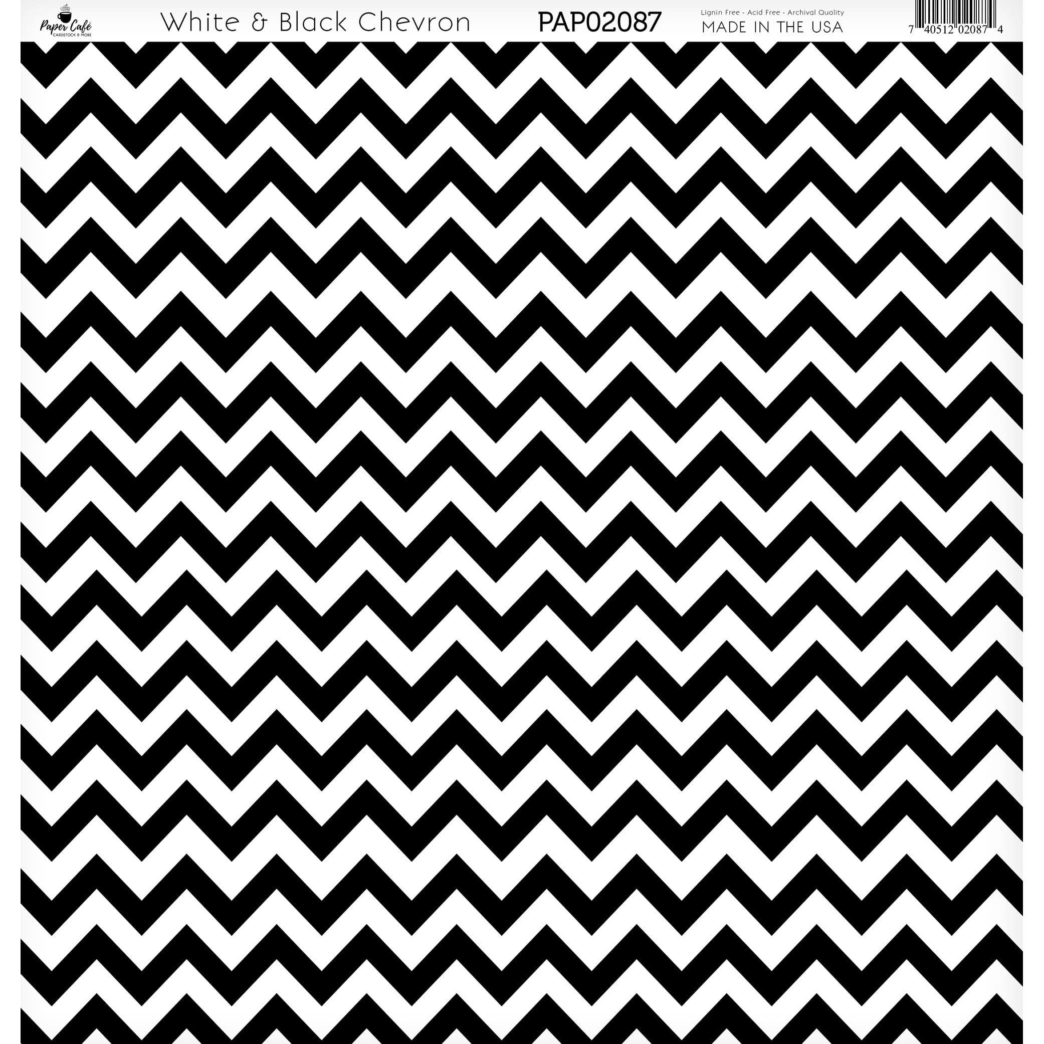 Paper Caf&#xE9; White &#x26; Black Chevron 12&#x22; x 12&#x22; Cardstock, 15 Sheets