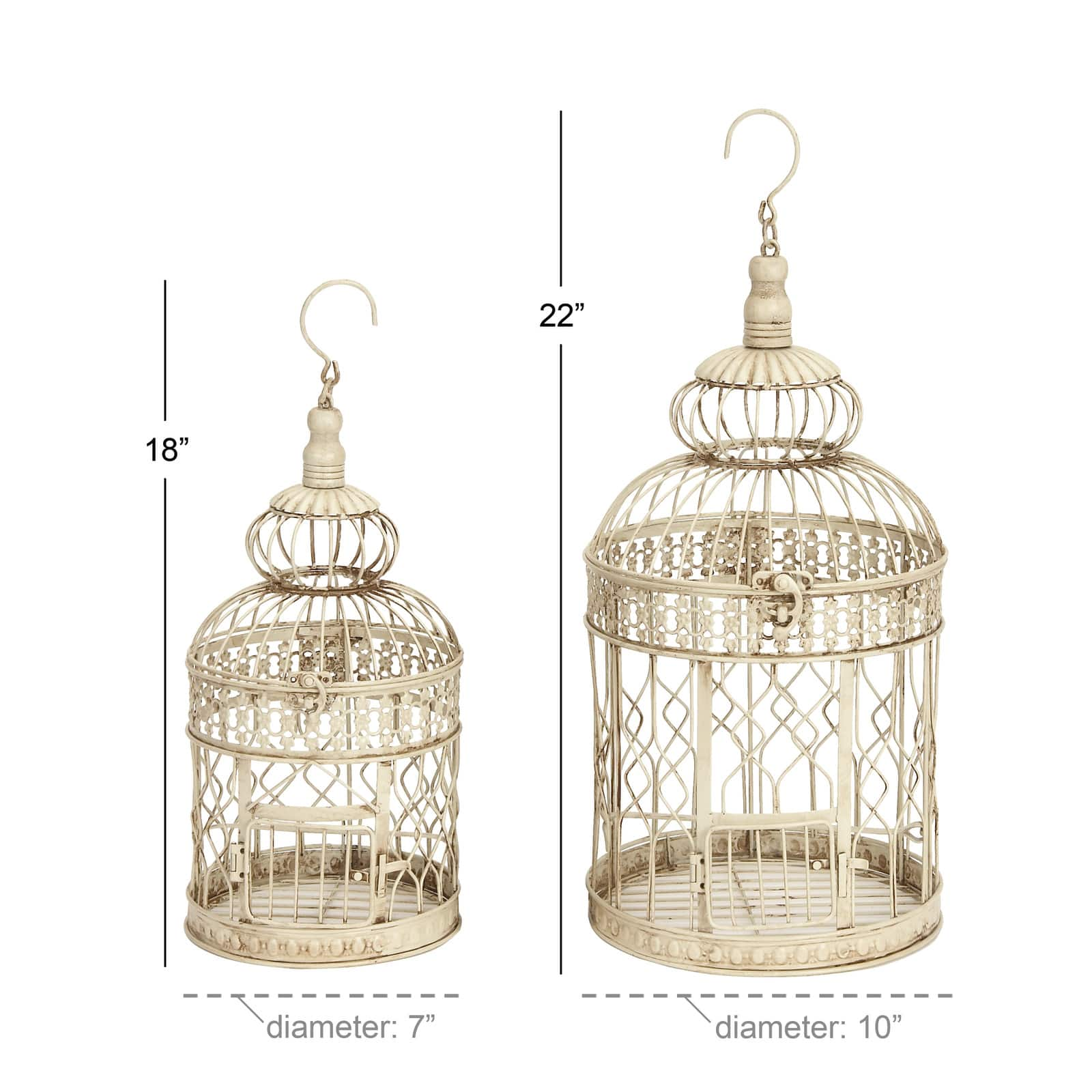 Cream Metal Vintage Birdcage Set