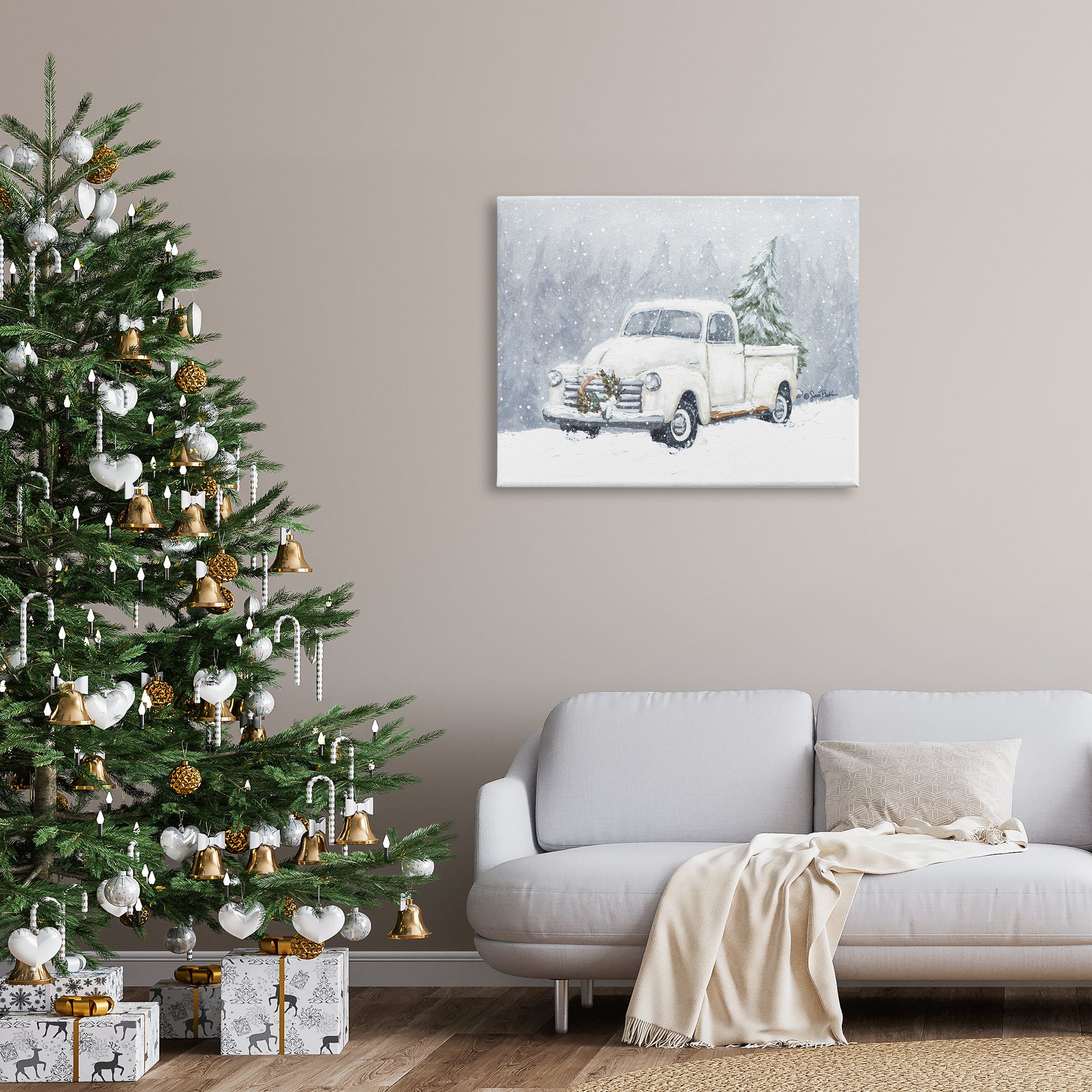 Stupell Industries Seasonal Niveous Snow Truck Scene Canvas Wall Art