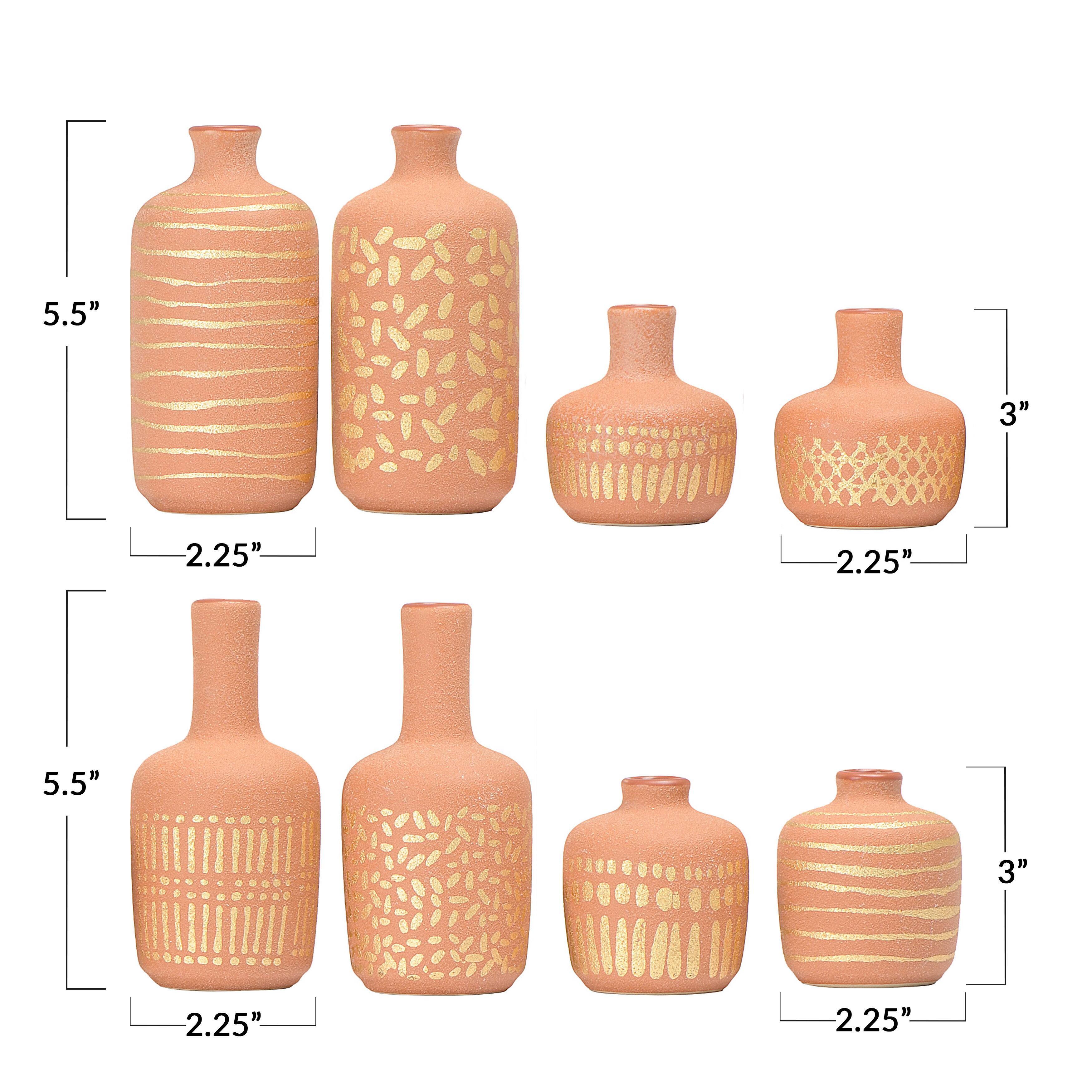 Hello Honey® Stoneware Vases with Gold Pattern Set