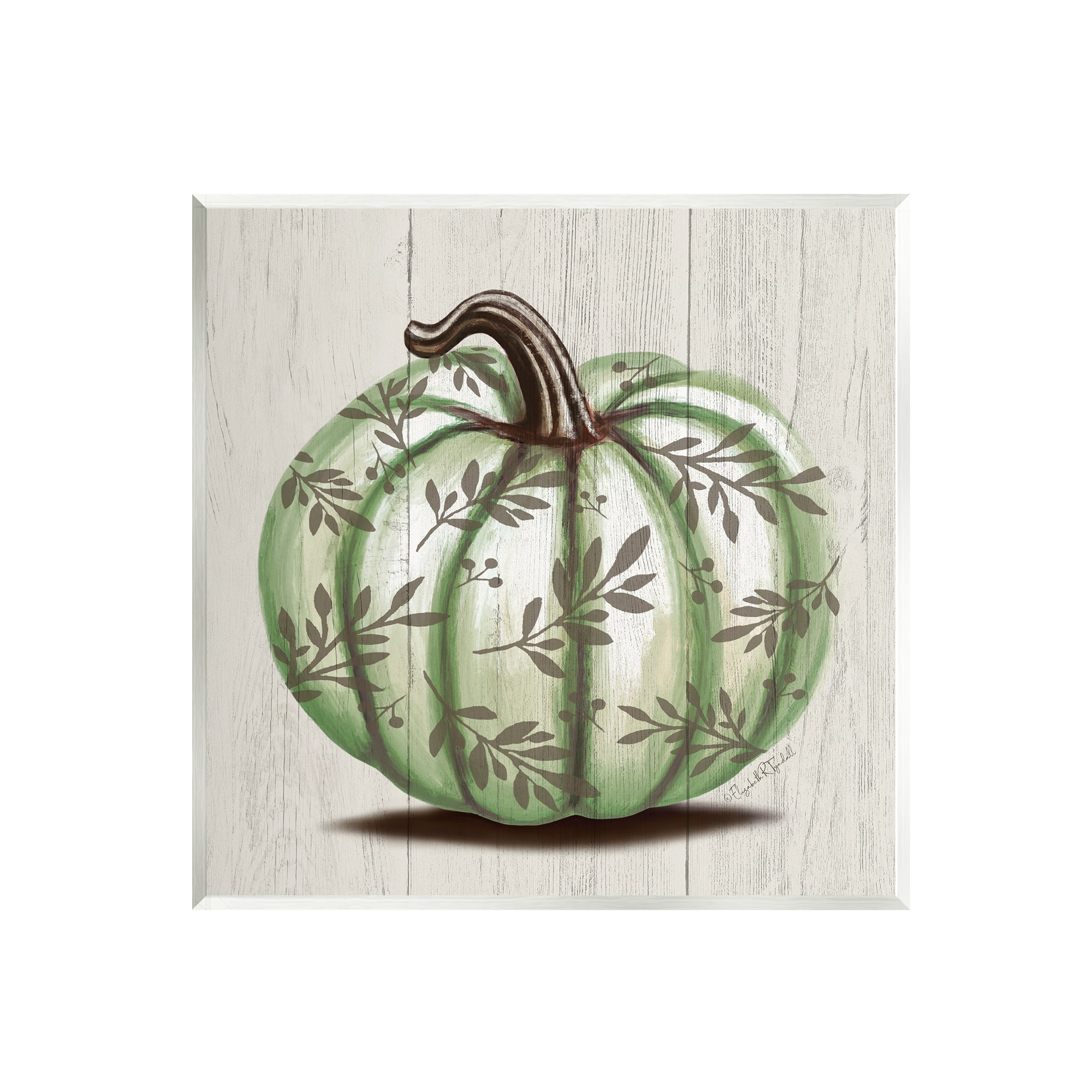 Stupell Industries Green Autumn Pumpkin Patterned Wall Plaque Art