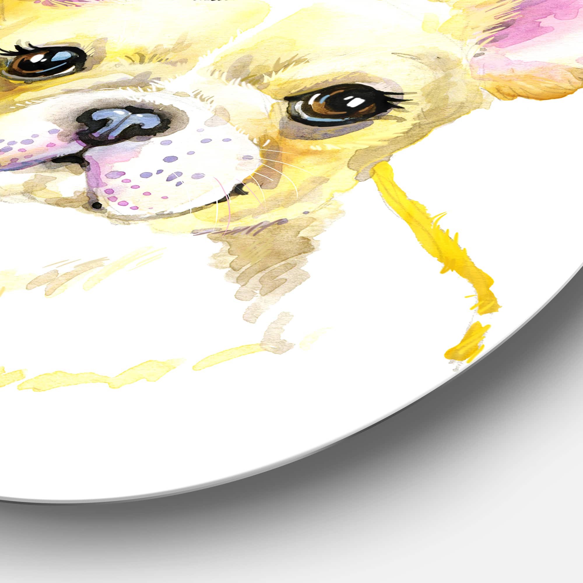 Designart - French Bulldog with Black Crown' Disc Contemporary Animal Metal Circle Wall Decor