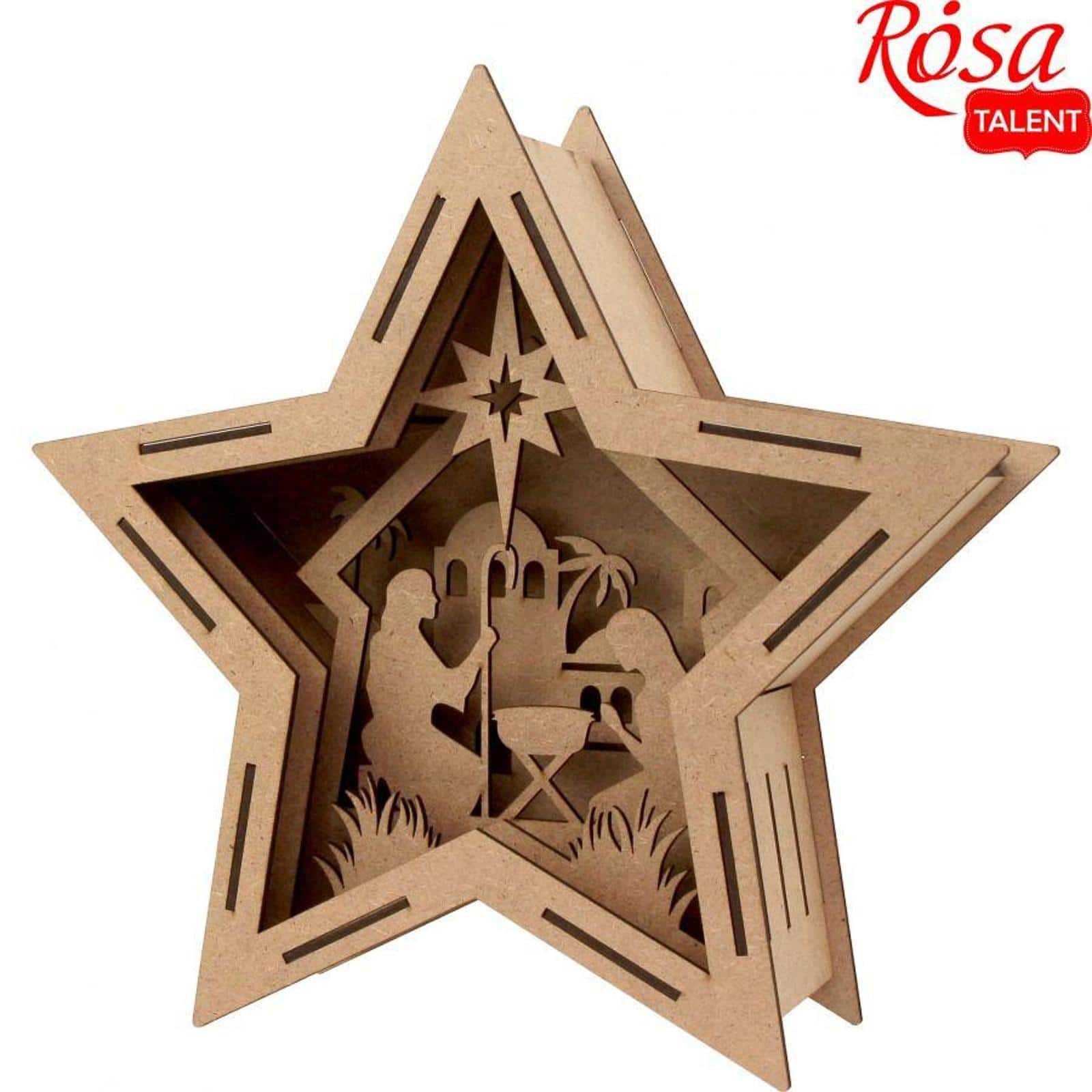 Rosa Talent Large Fiberboard Christmas Scene 3D Star Composition 