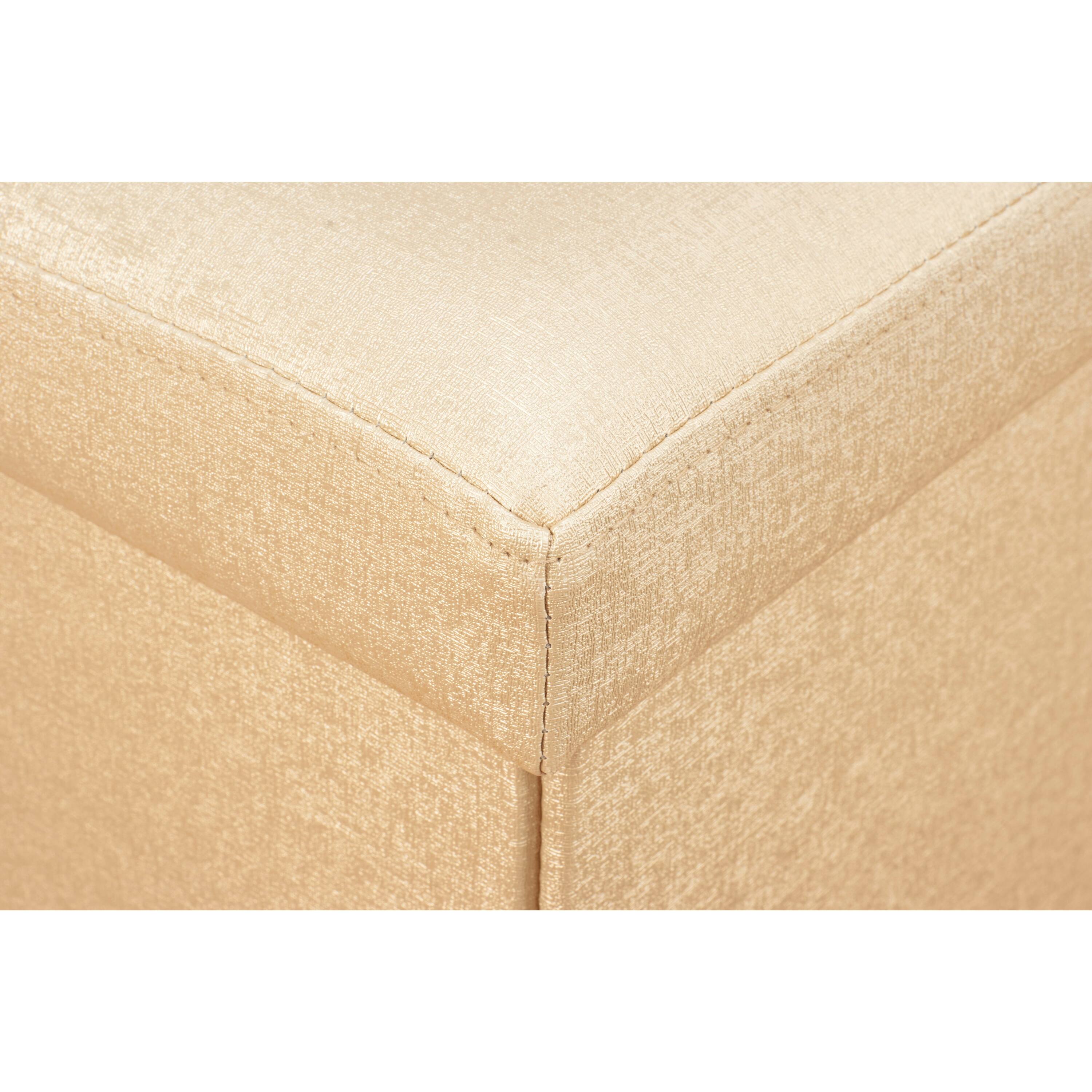 Simplify Metallic Faux Leather Folding Storage Ottoman Cube