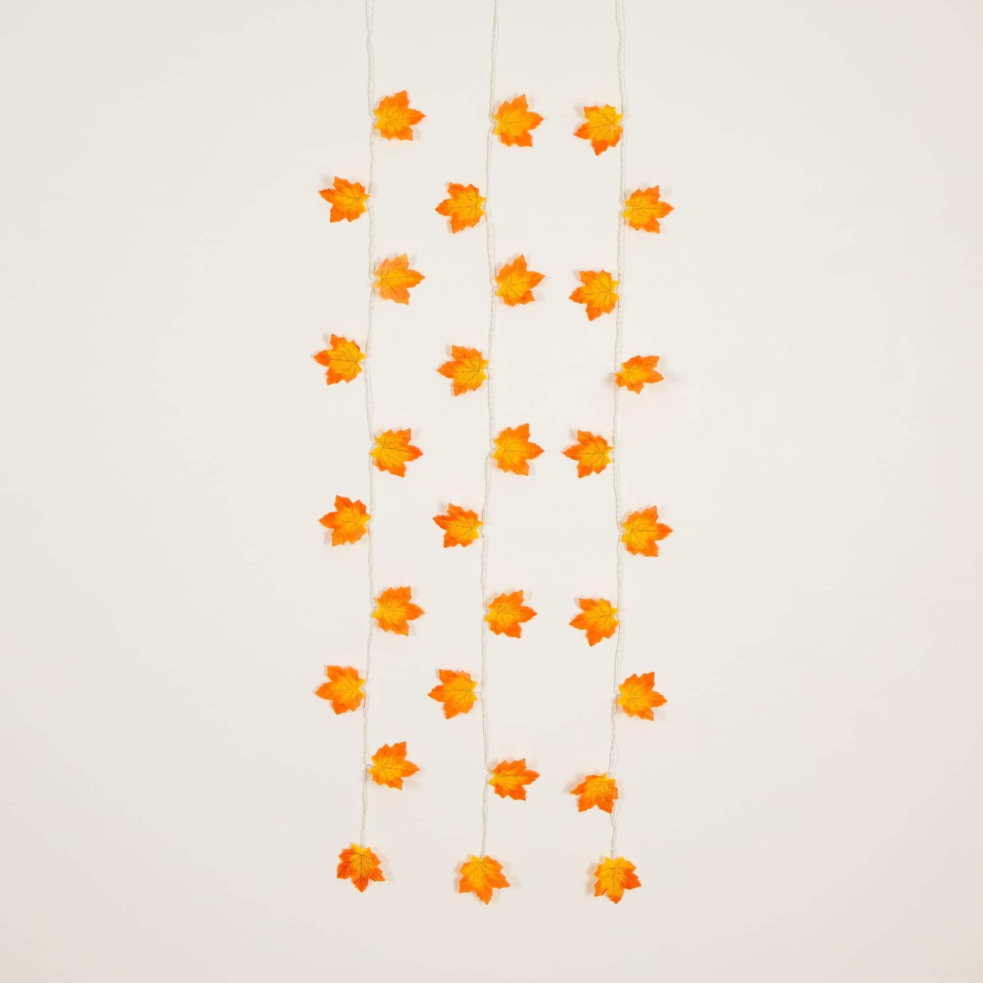 5ft. Pre-Lit Autumn Maple Leaf Artificial Fall Garland with 10 Warm White LED String Lights - Set of 3