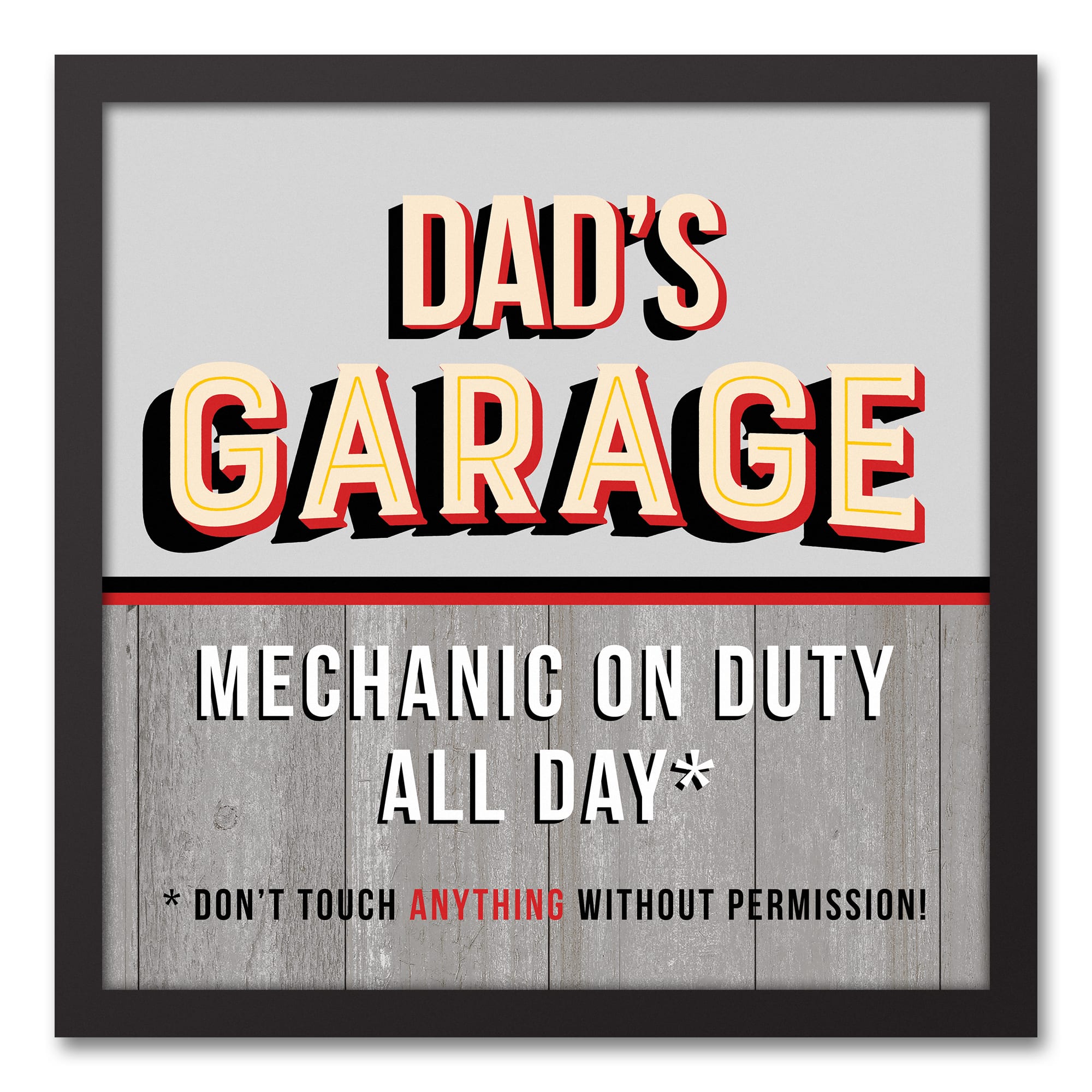 Dad&#x27;s Garage Black Framed Canvas