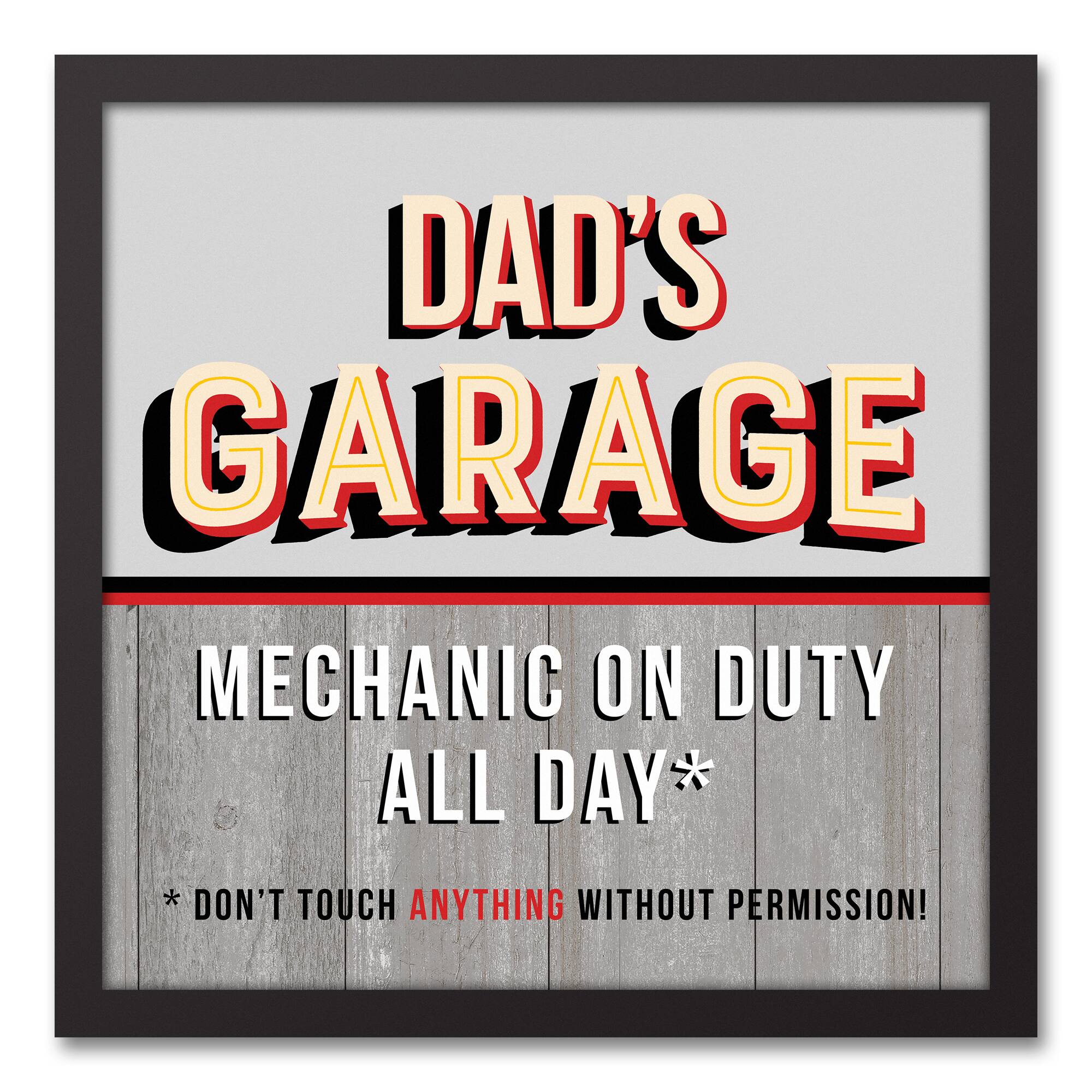 Dad's Garage Black Framed Canvas