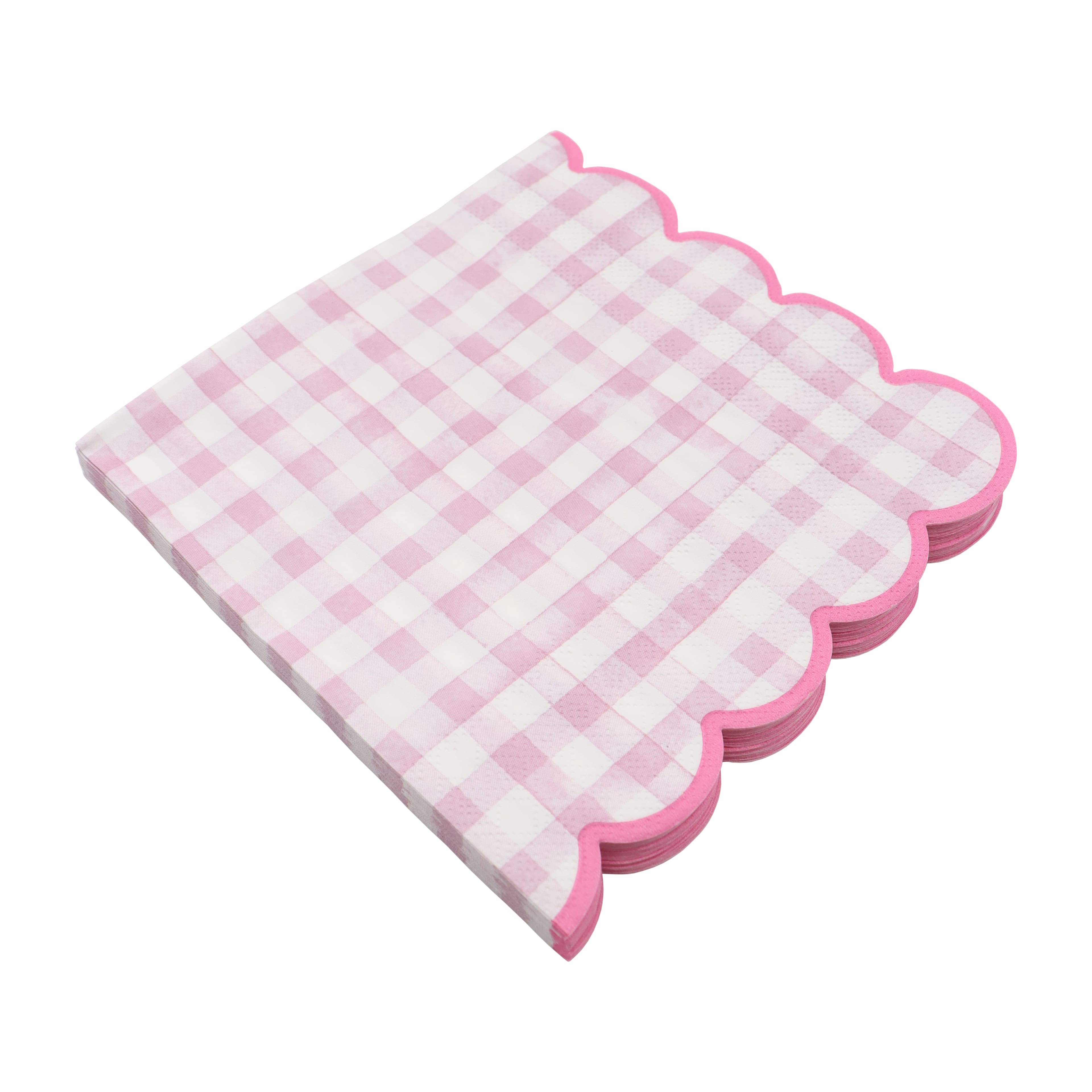Pink & White Gingham Scallop Lunch Napkins, 20ct. by Celebrate It™