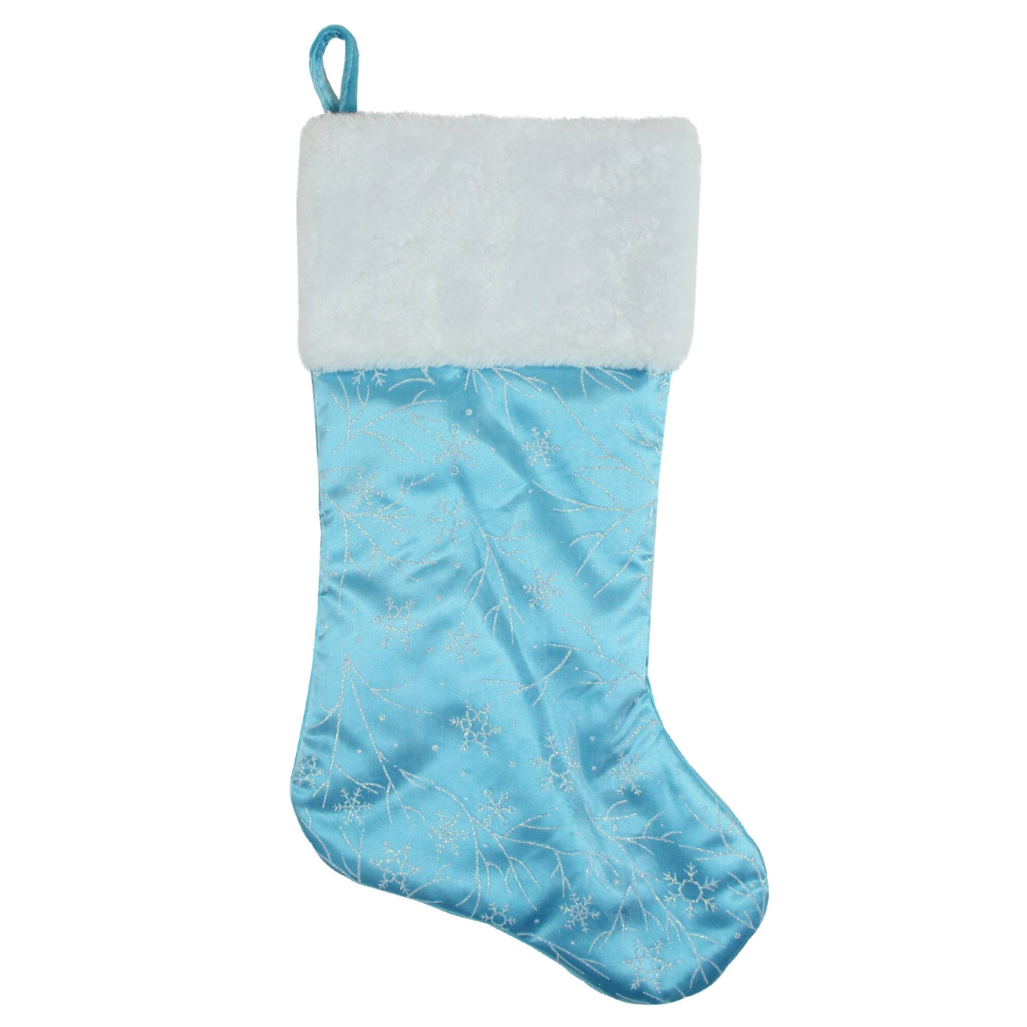 20.5" Glitter Snowflake Christmas Stocking, Blue