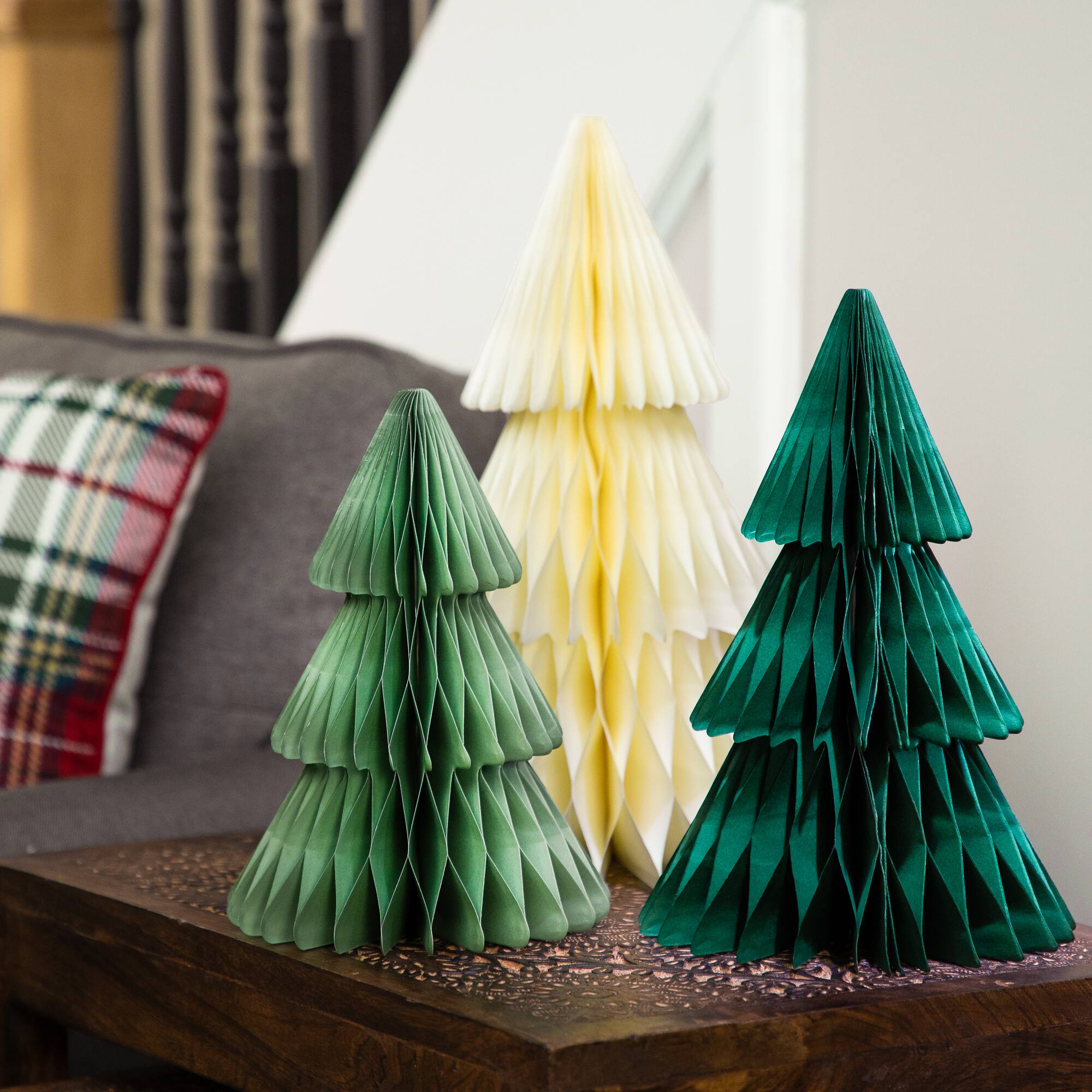 Accordion Honeycomb Foldable Paper Christmas Tree Set