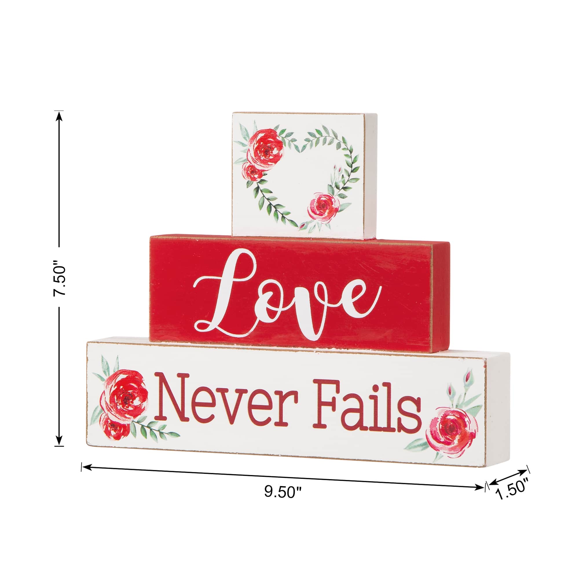 Glitzhome® 9.5" Valentine's Wooden Block Tabletop Sign