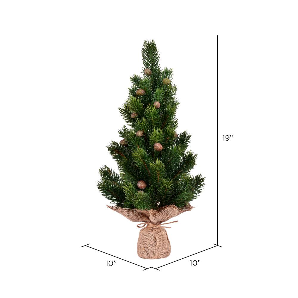 19&#x22; Unlit Spruce Sapling Artificial Christmas Tree in Burlap Base