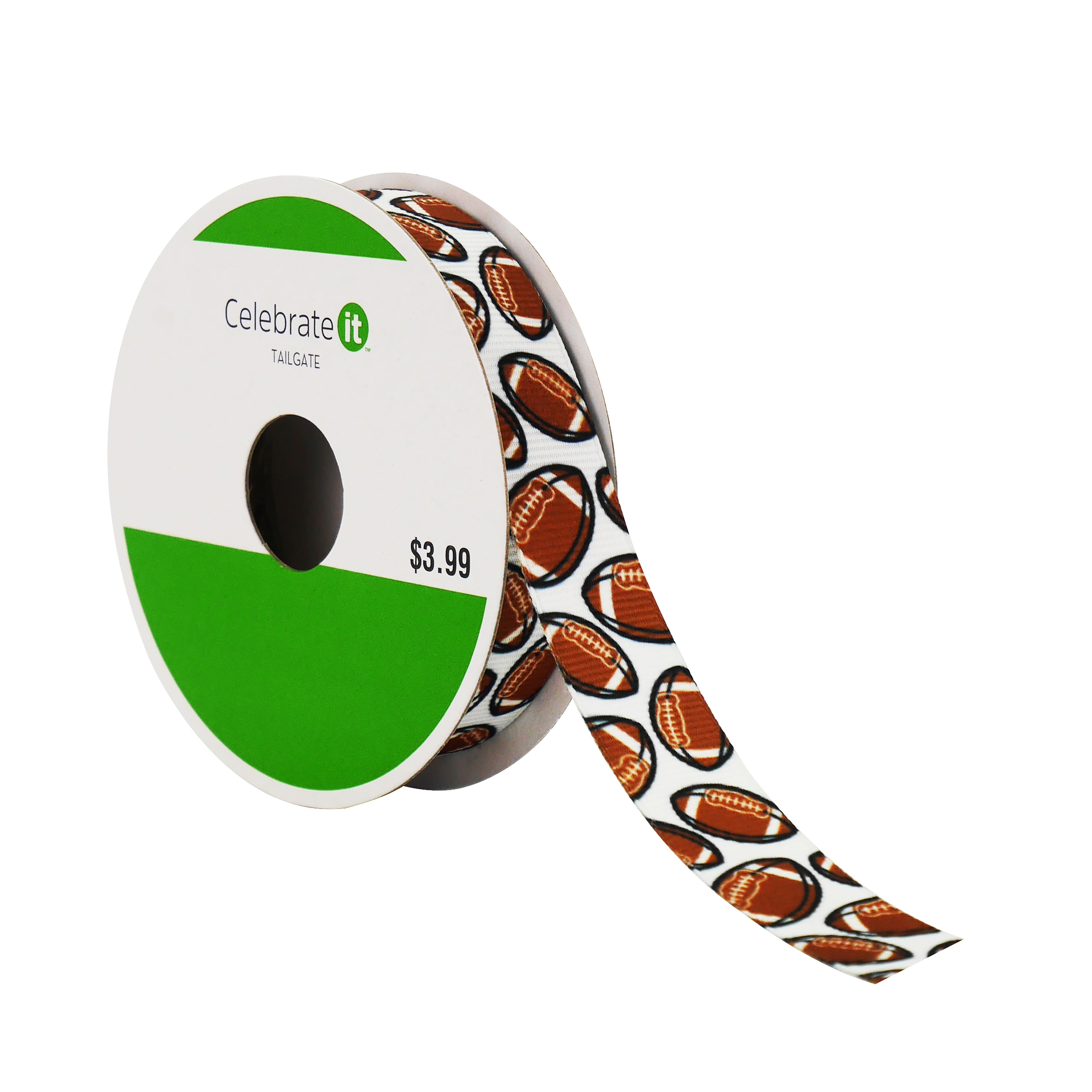 5/8&#x22; x 4yd. Football Toss Grosgrain Ribbon by Celebrate It&#x2122; Tailgate