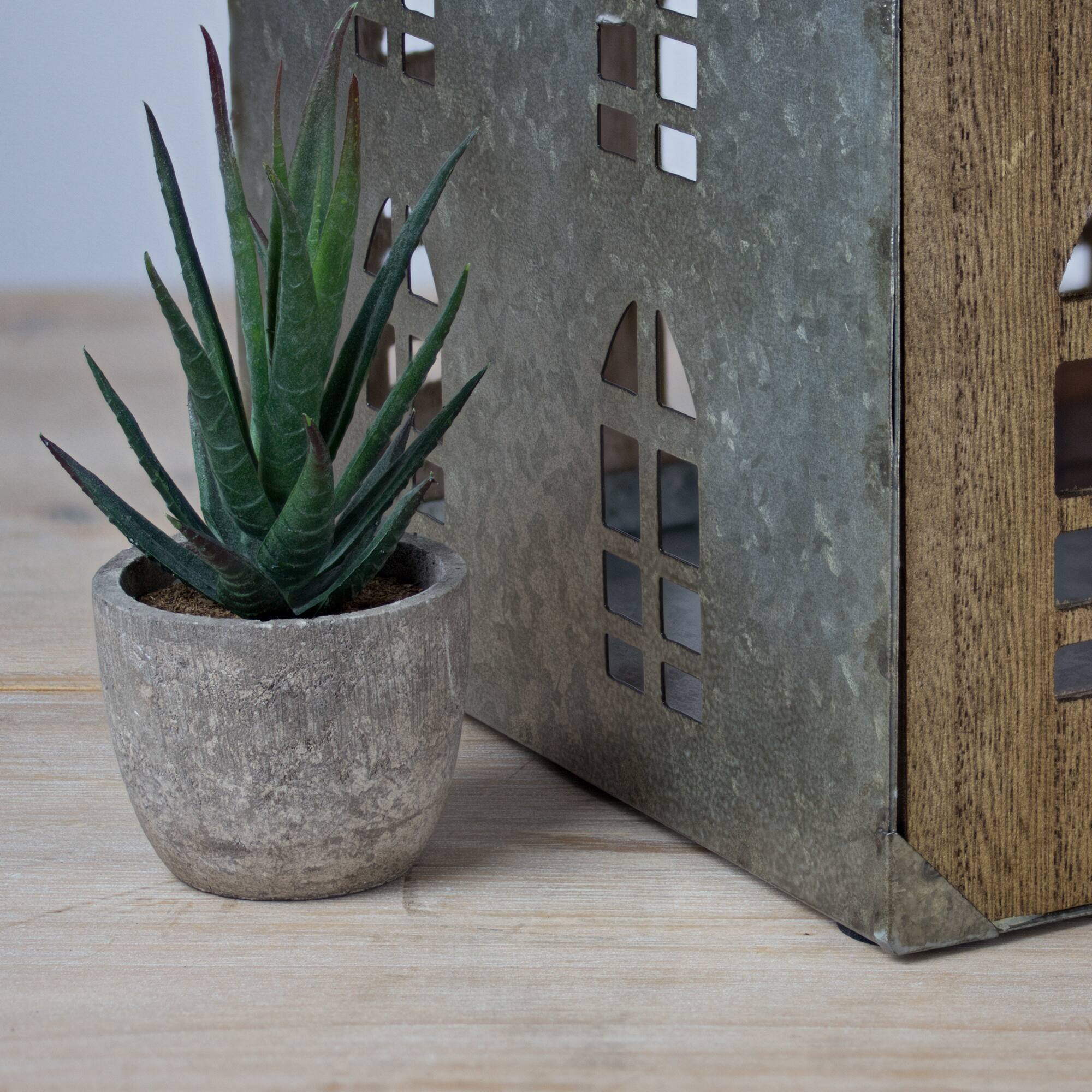 18.5&#x22; Wood &#x26; Metal Church Bird House Tabletop Accent