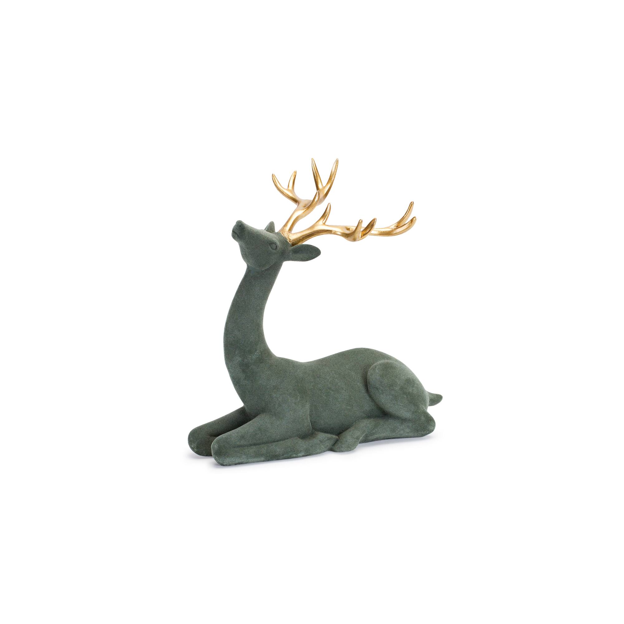 Flocked Deer Figurine Set, 10&#x22; &#x26; 19&#x22;