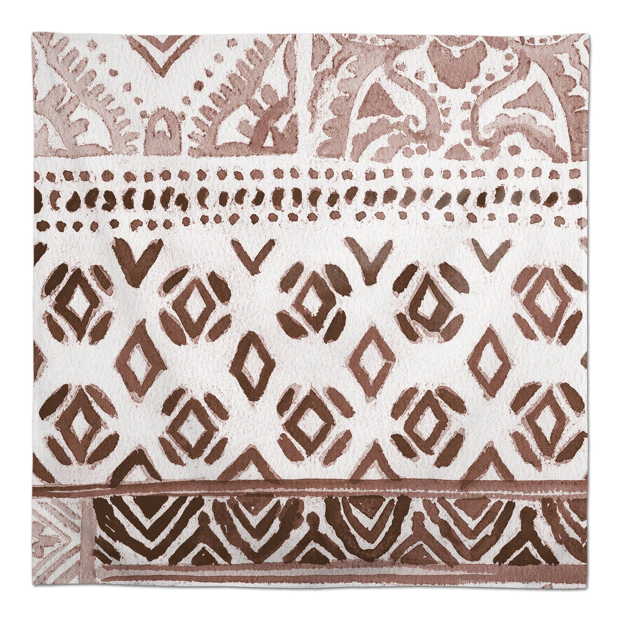 58&#x22; Deep Red Pattern Cotton Twill Tablecloth