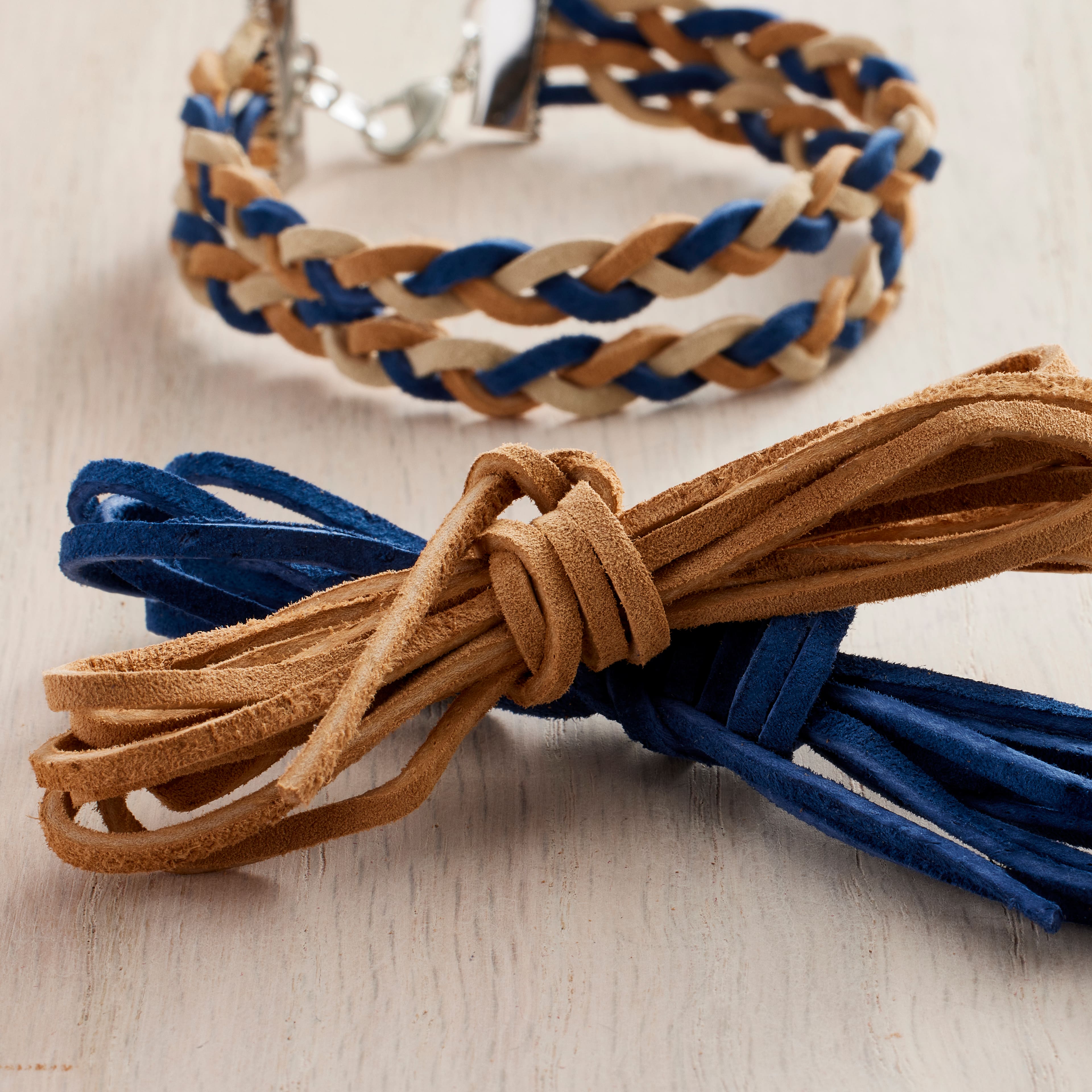 Cadet Blue, Ivory and Toast Soft Suede Lace Cording By Bead Landing™