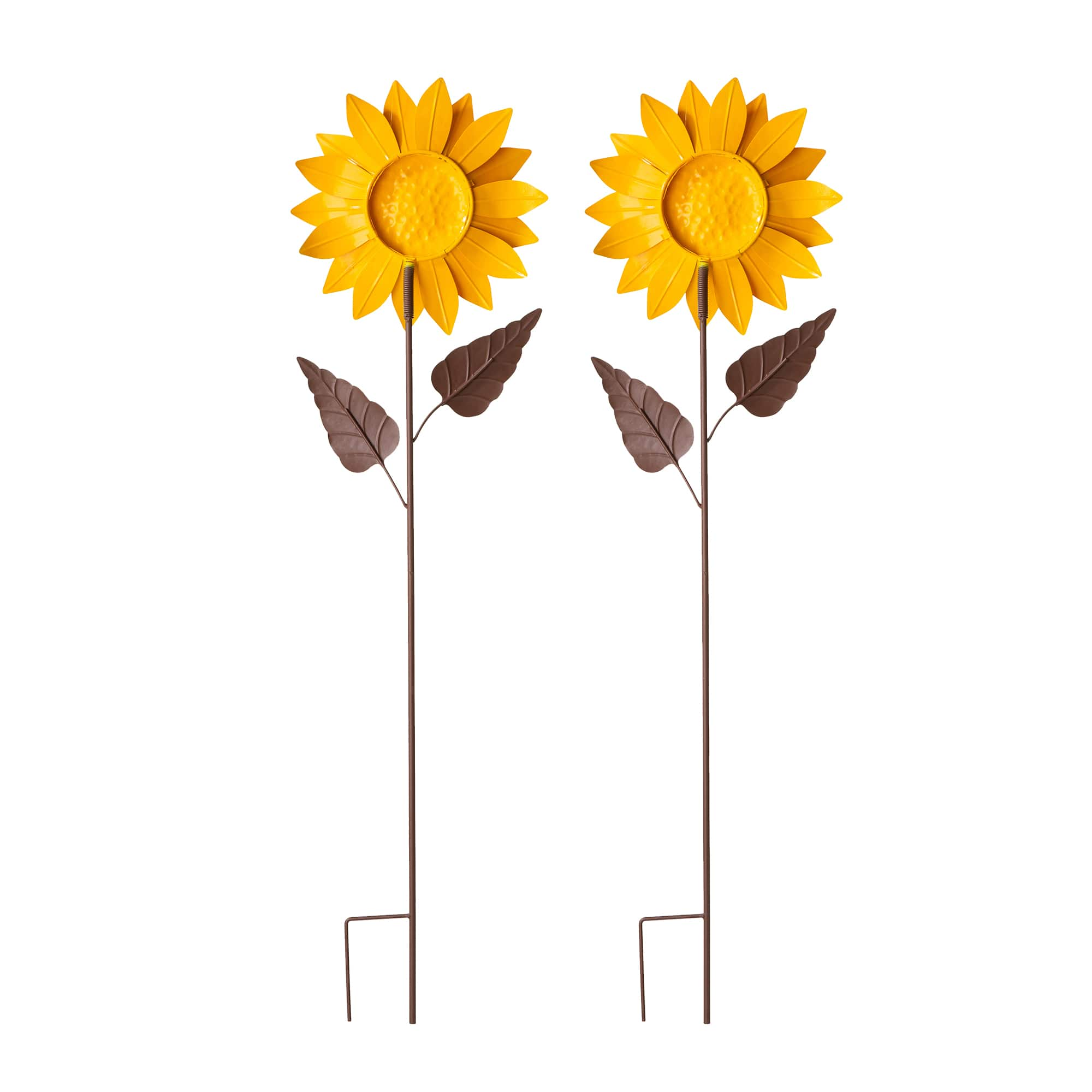 Glitzhome&#xAE; 42&#x22; Fall Metal Sunflower Yard Stake Set