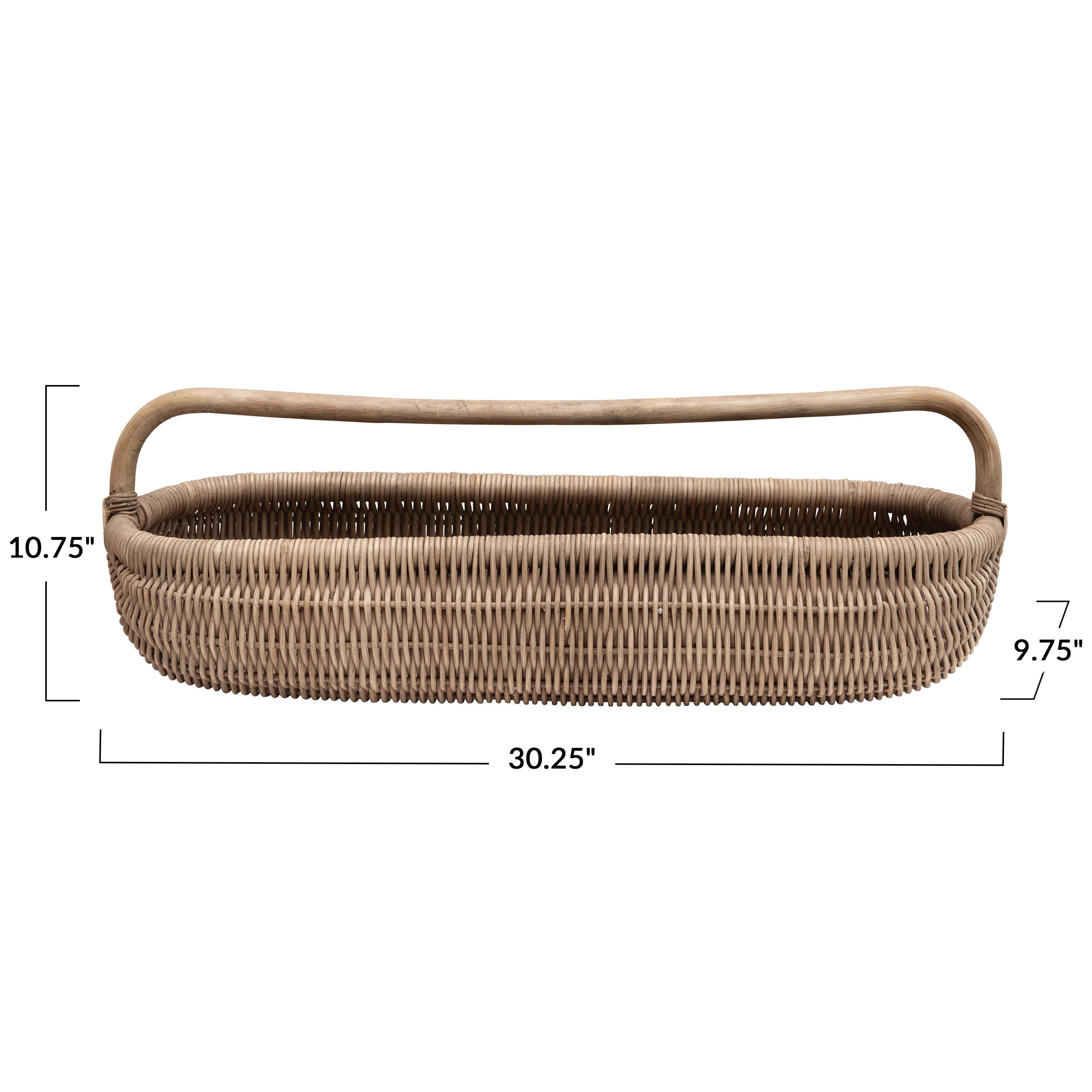 Natural Hand-Woven Rattan Basket with Handle