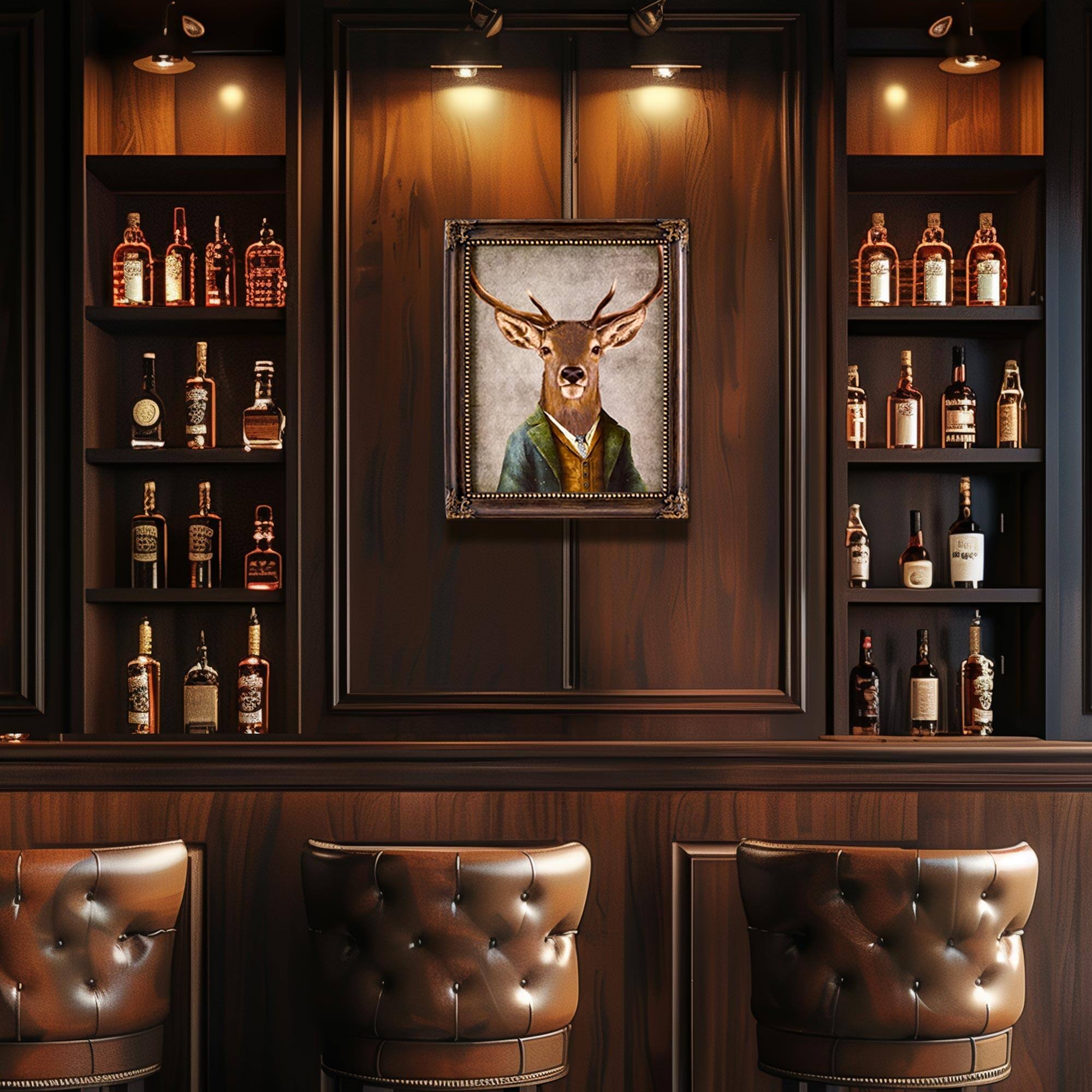 American Art Decor Deer John Ornate Framed Bar Wall Decor - 16.87&#x22; x 13.75&#x22; x 1&#x22;
