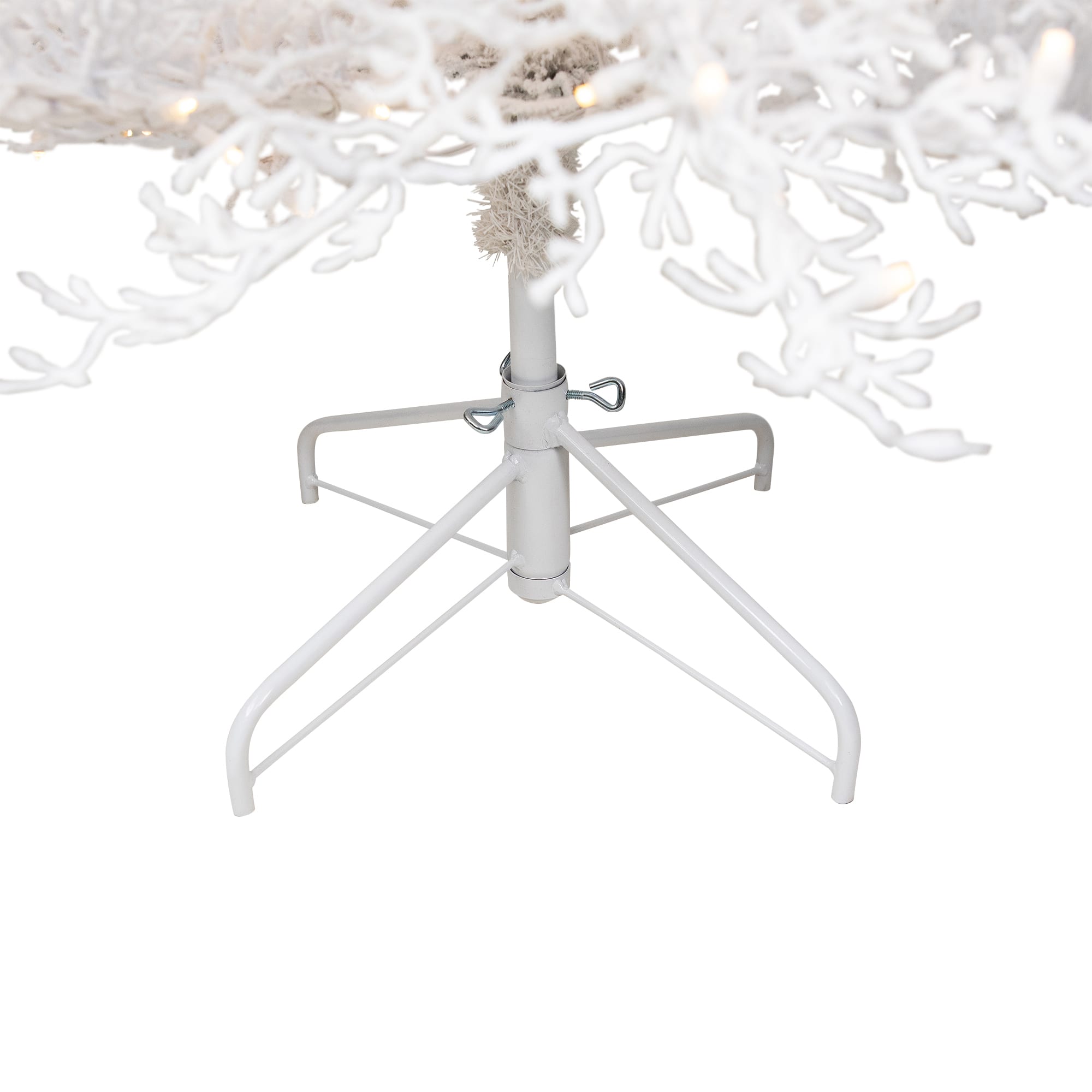 7.5ft. Pre-Lit Flocked Twig Artificial Christmas Tree, Warm White LED Lights