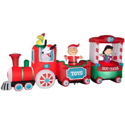7.5ft. Airblown® Inflatable Peanuts Christmas Train | Michaels