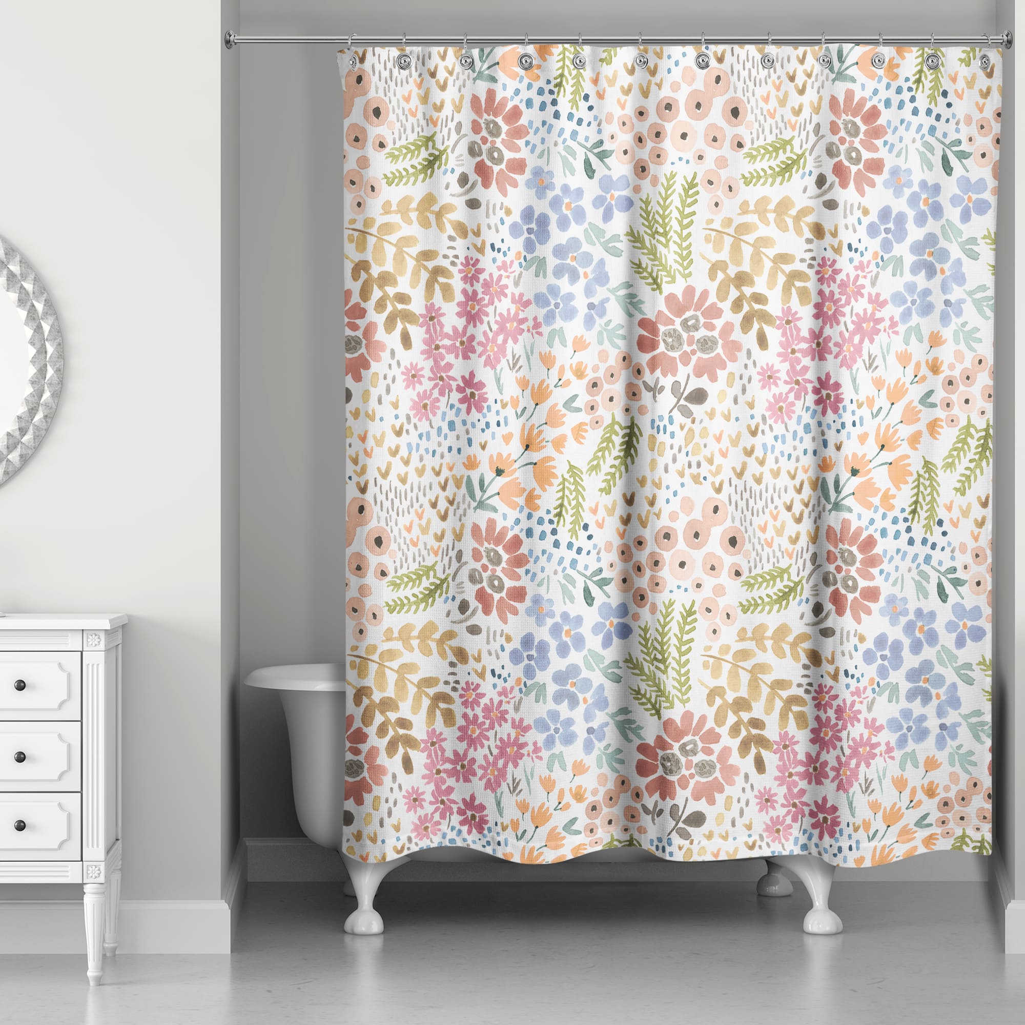 Bright Multi Floral 71" x 74" Shower Curtain