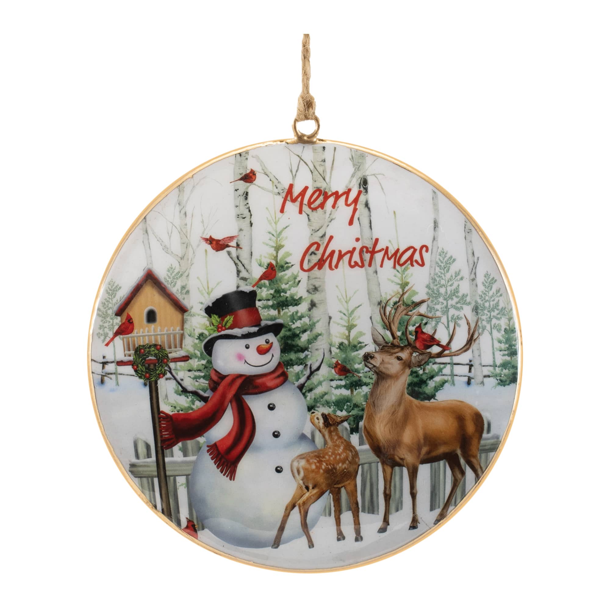 5.75" Merry Christmas Woodland Disc Ornaments, 6ct.